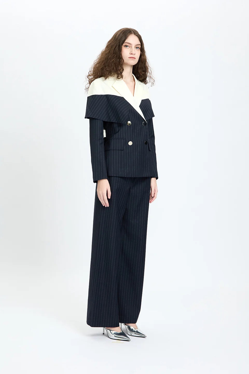Inner Two-Tone Pinstripes Blazer