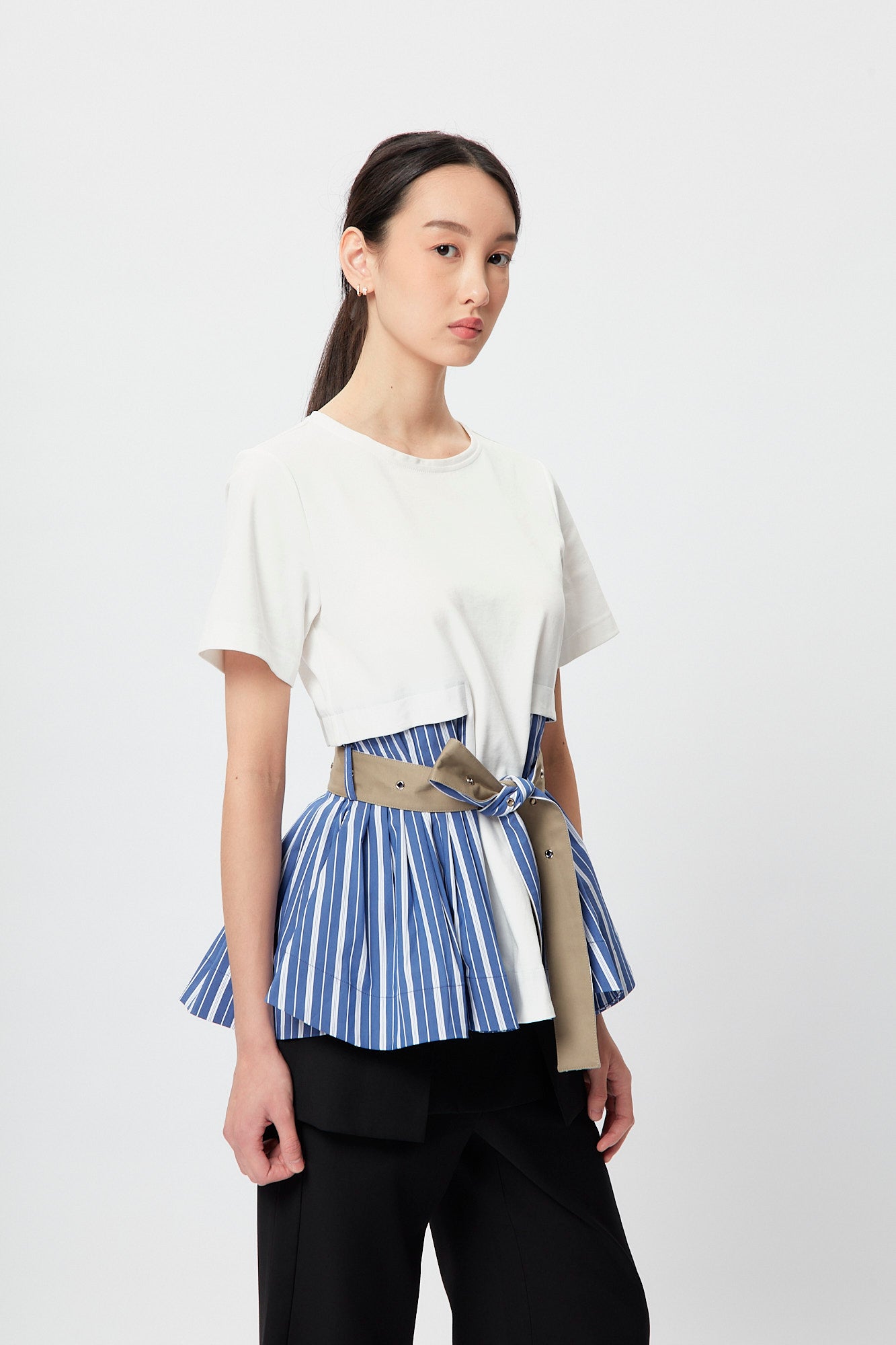 Fem-Working Peplum Tee - White