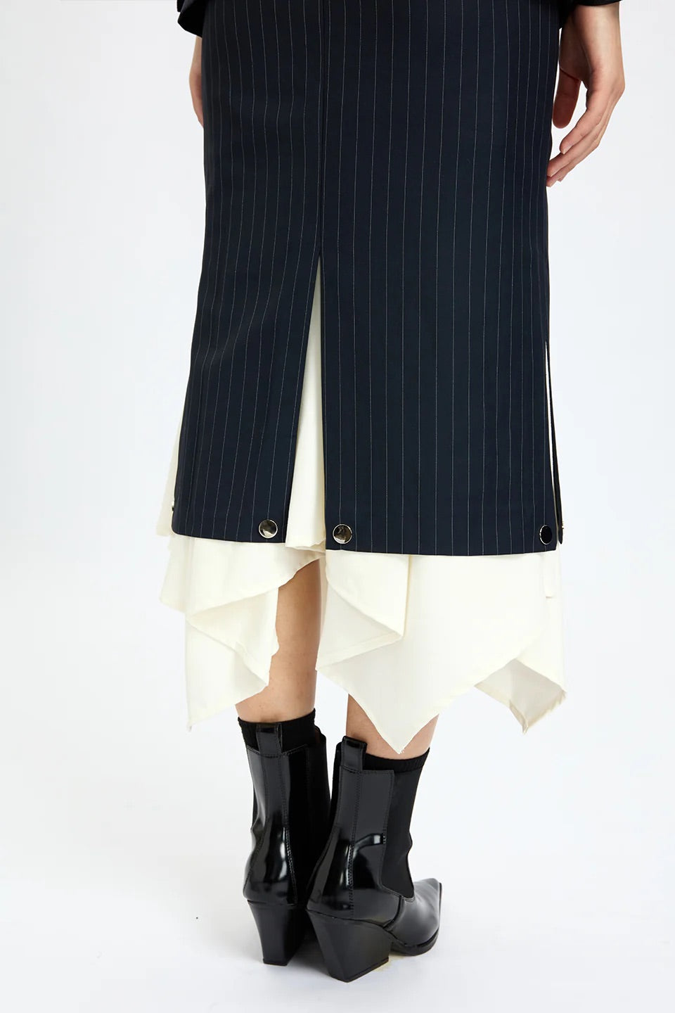 Ruffled Pinstripe Combo Skirt