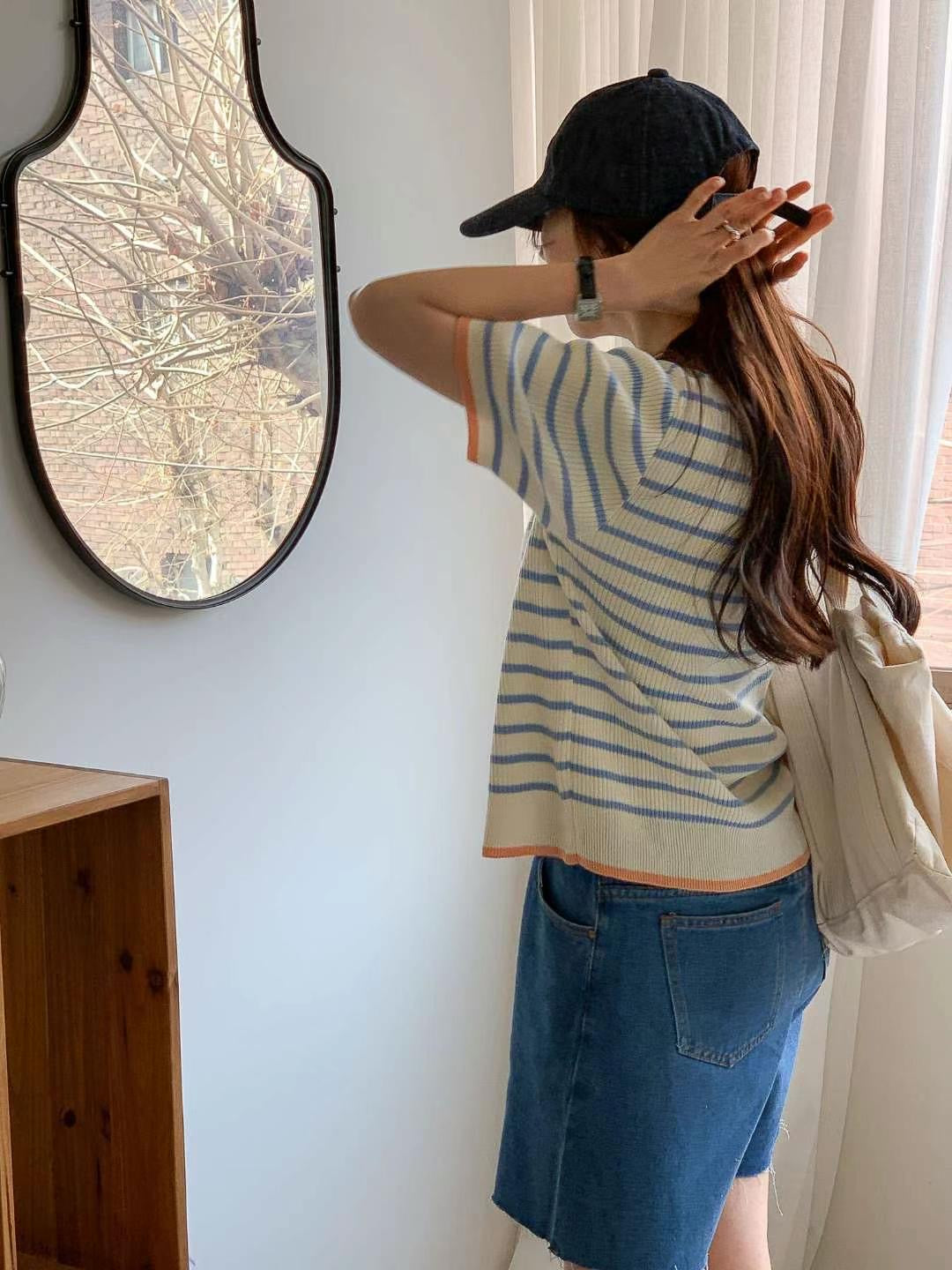 Nice Colour Match Short Sleeve stripe Cardigan (20-22Mar 268, 之後批發價$298)