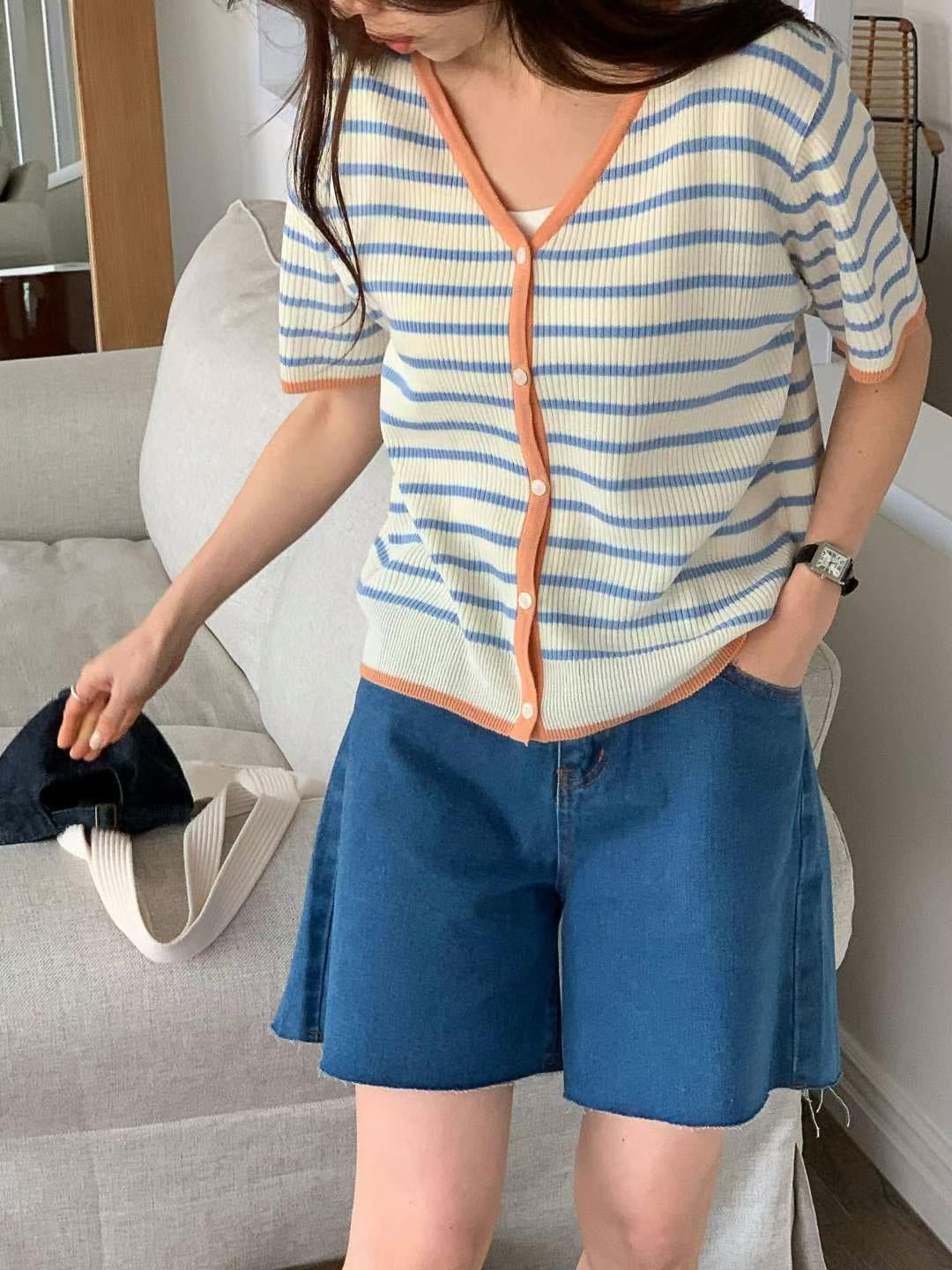 Nice Colour Match Short Sleeve stripe Cardigan (20-22Mar 268, 之後批發價$298)