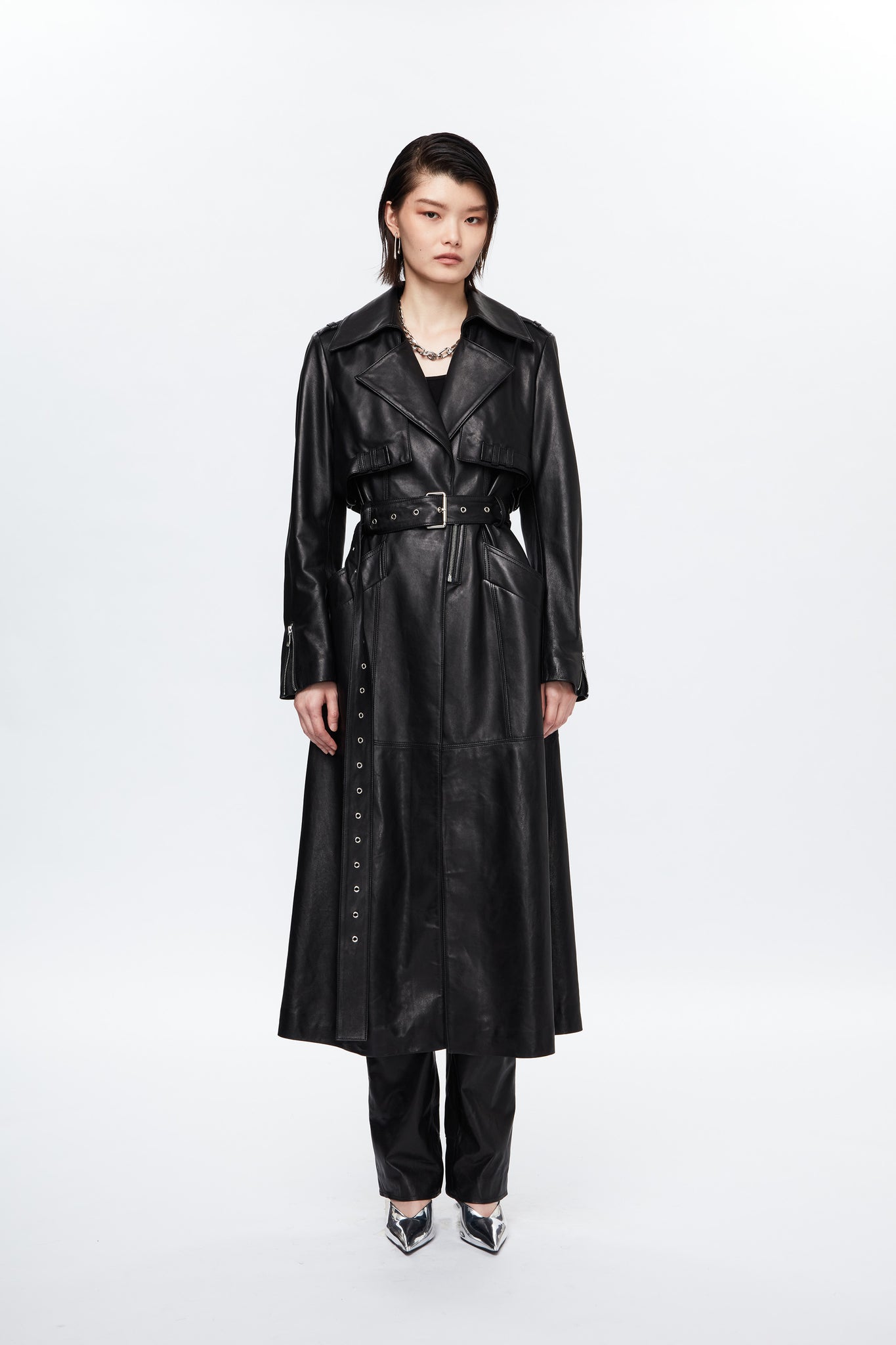 Embraced Leather Trench