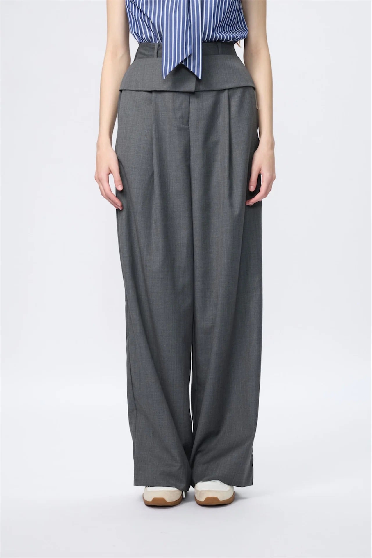 Elastic Wide-Leg Layers Trousers