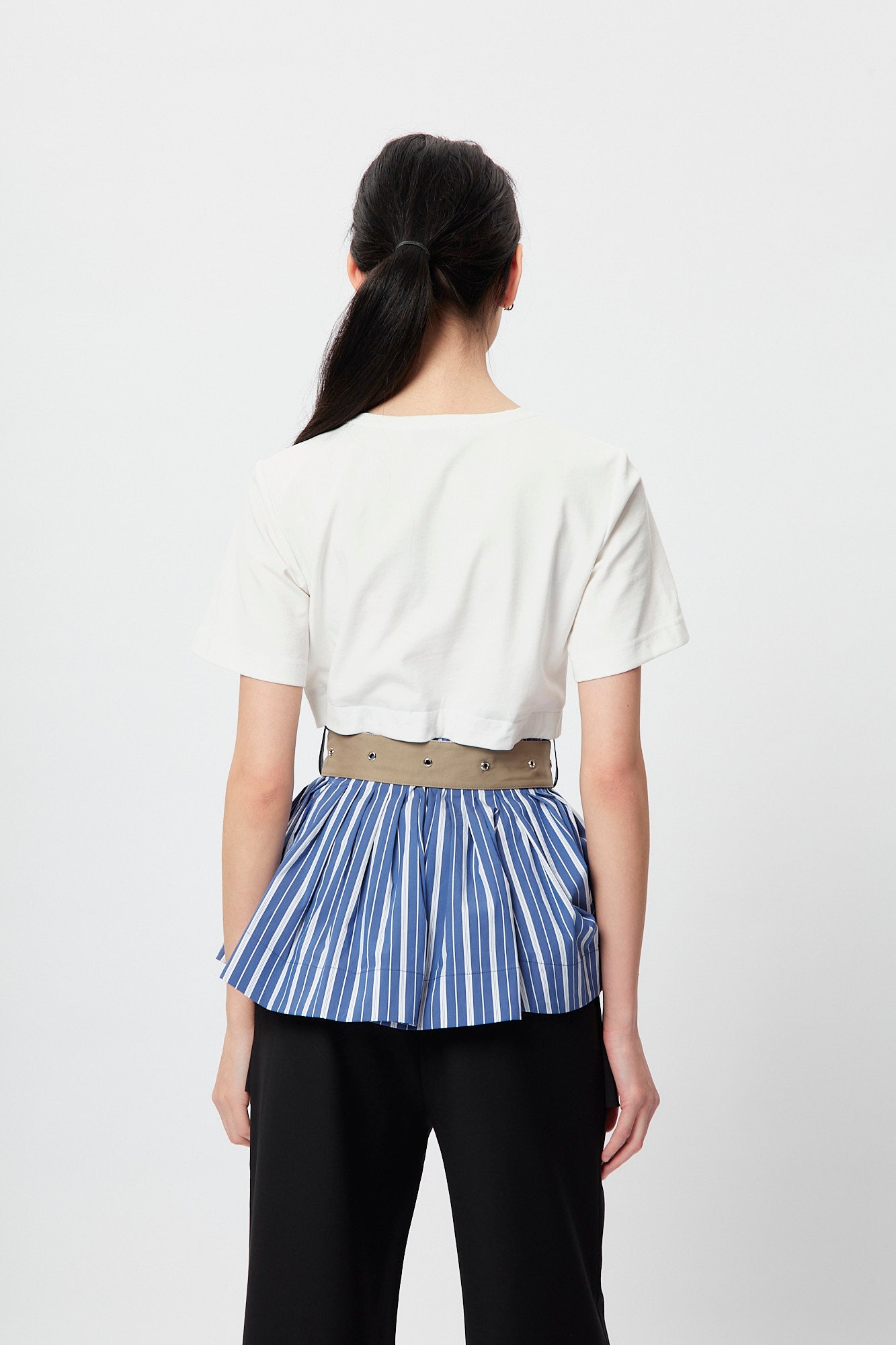 Fem-Working Peplum Tee - White