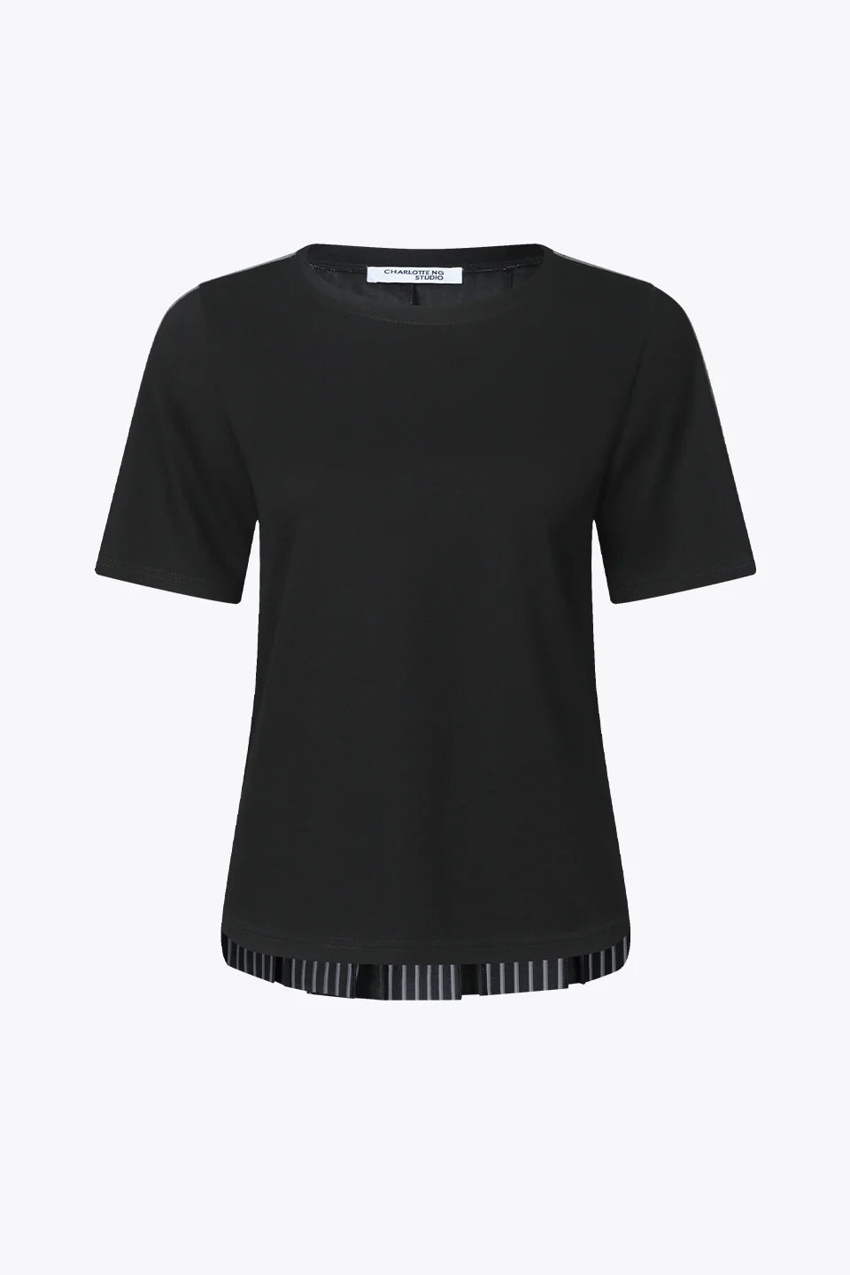 Premium Wool Shirting Block-Pleated Top (Black)