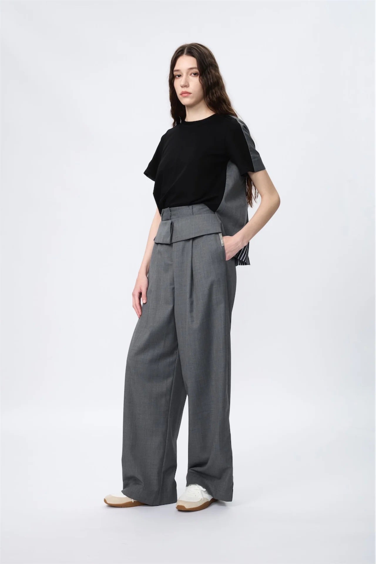 Elastic Wide-Leg Layers Trousers
