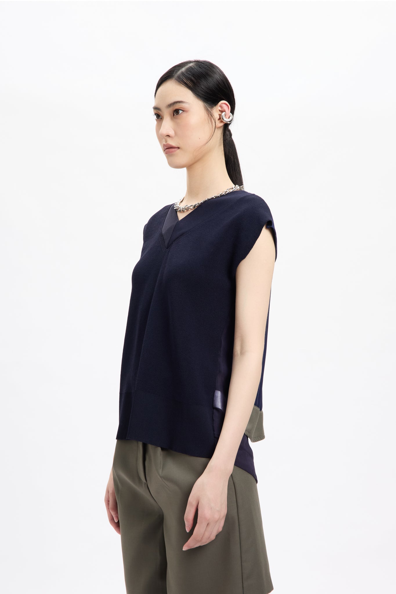 Combo See-Through Knitted Vest