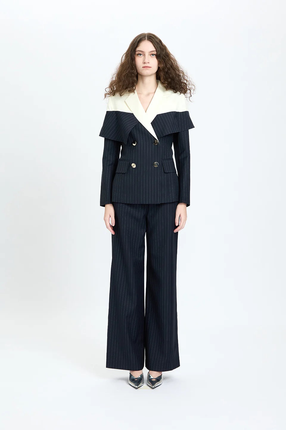 Inner Two-Tone Pinstripes Blazer