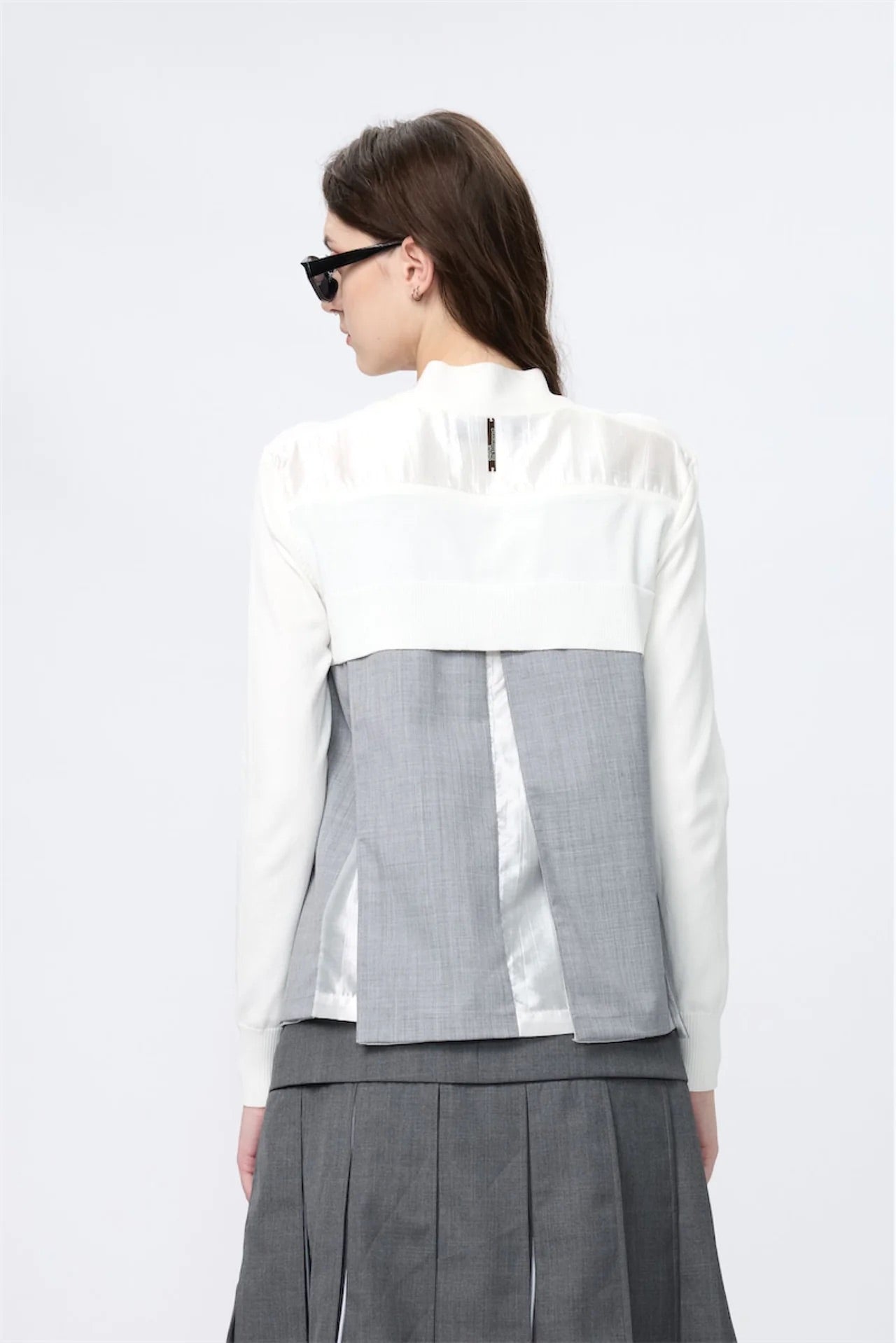 Back Pleated Cardigan (Grey)