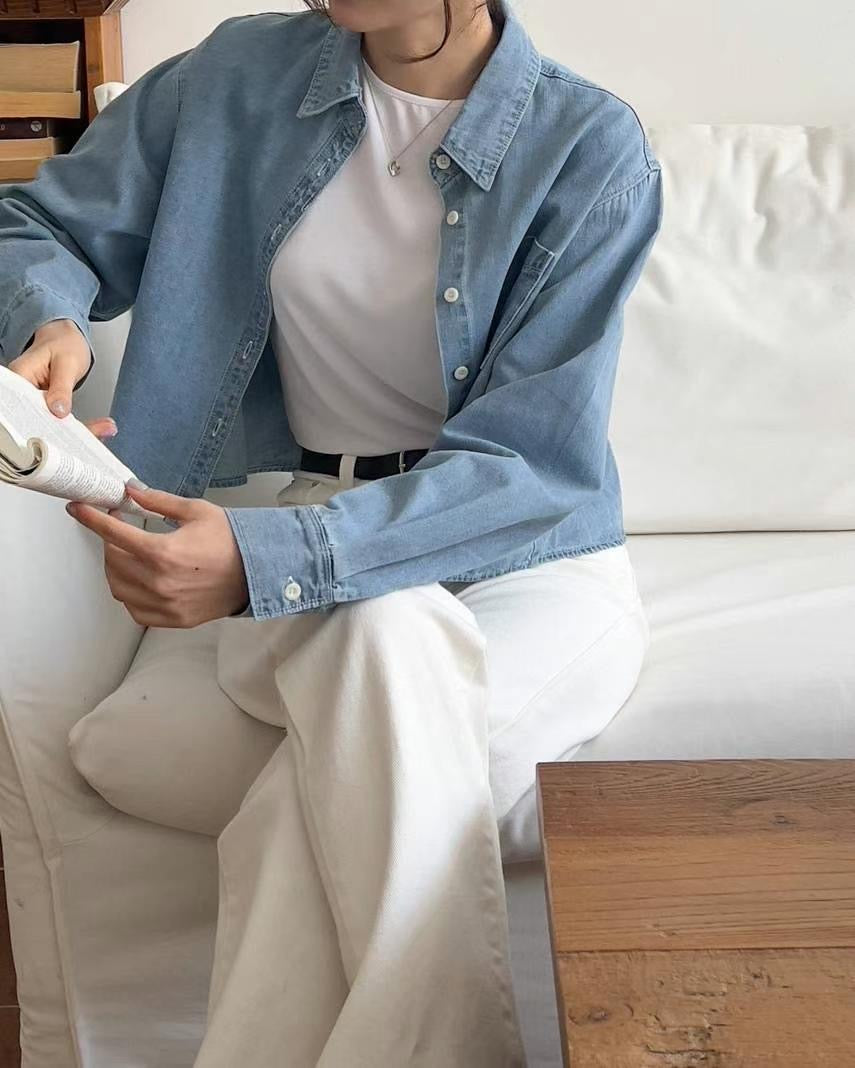Essential Cropped Denim Shirt