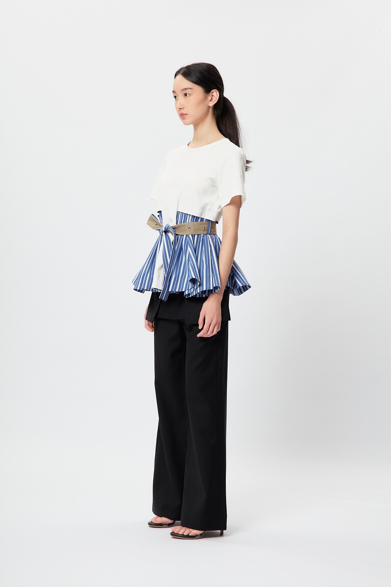 Fem-Working Peplum Tee - White