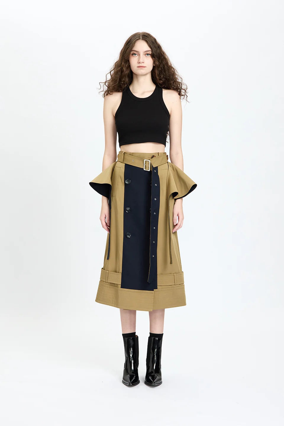 Ruffle Belt Combo Skirt