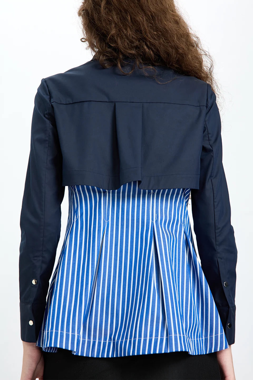 Layered Crop & Peplum Shirt Blue