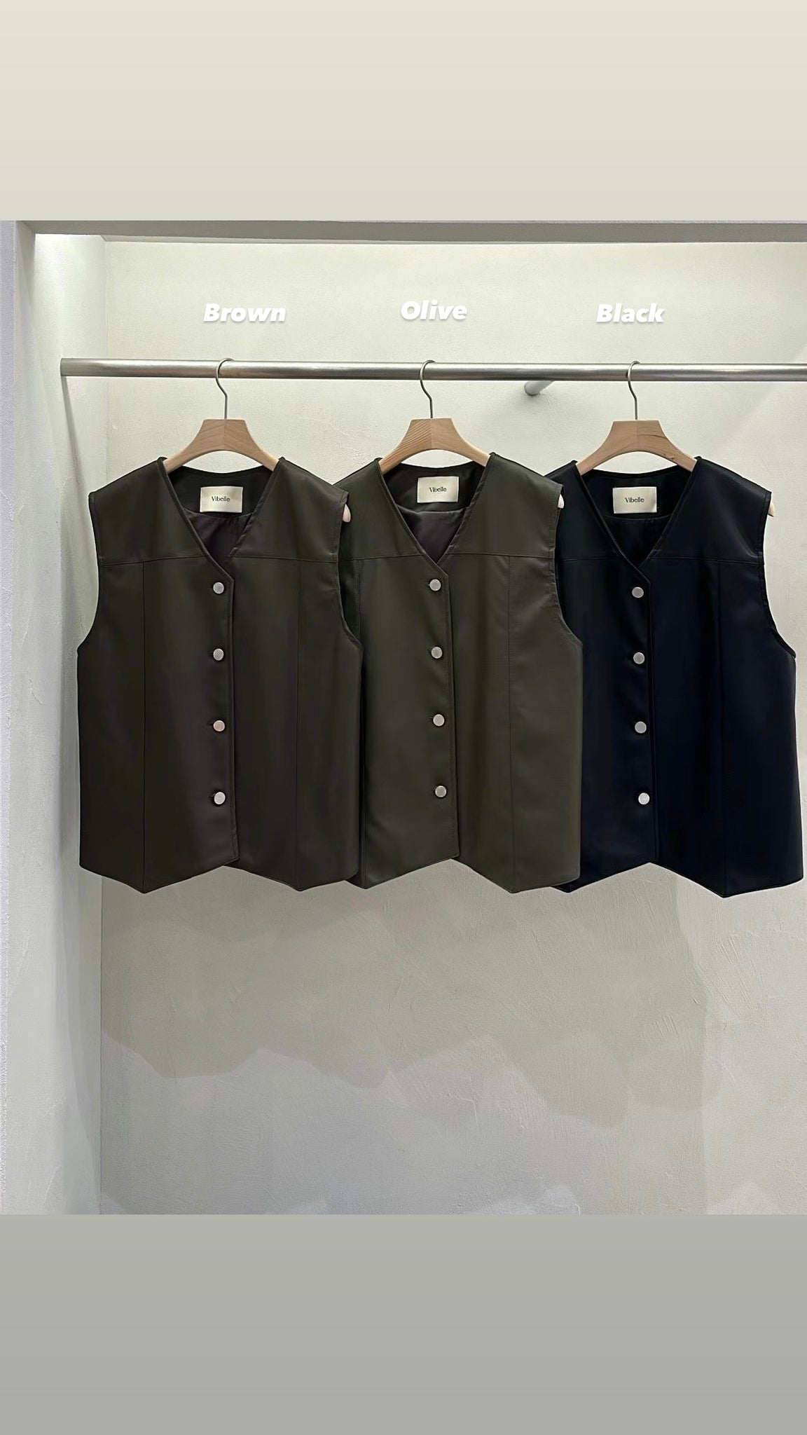 Faux Leather Button Vest