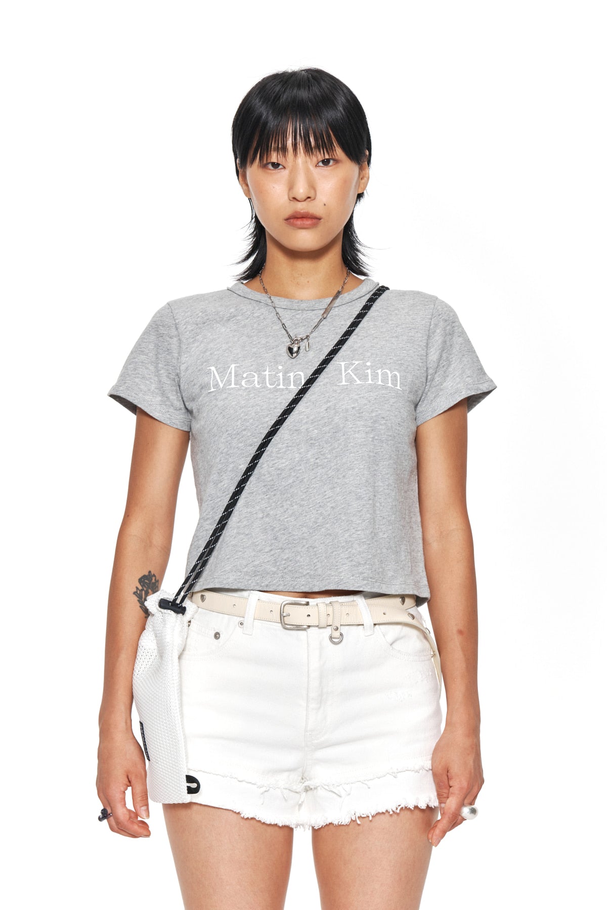 MATIN LOGO CROP TOP IN GREY