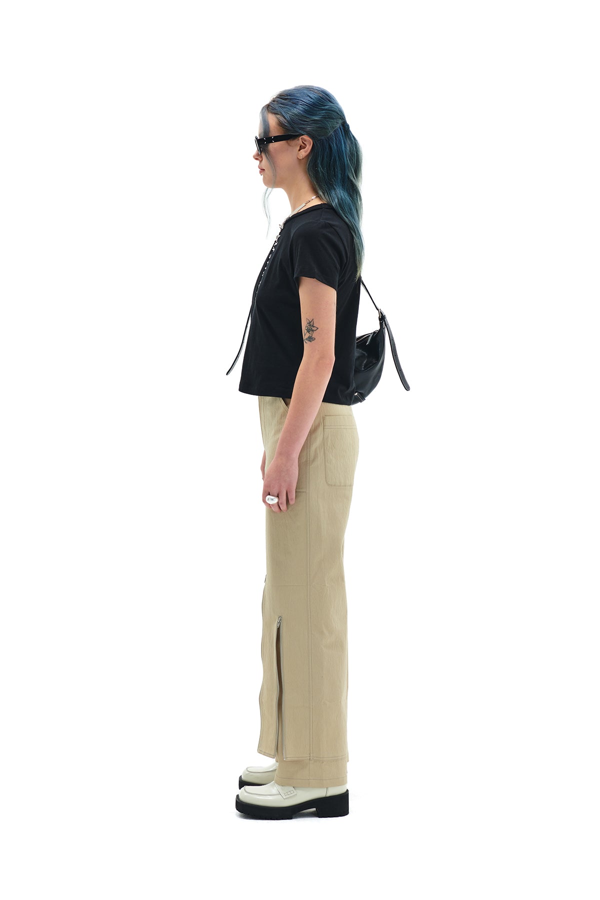 MATIN PINTUCK CROP TOP IN BLACK