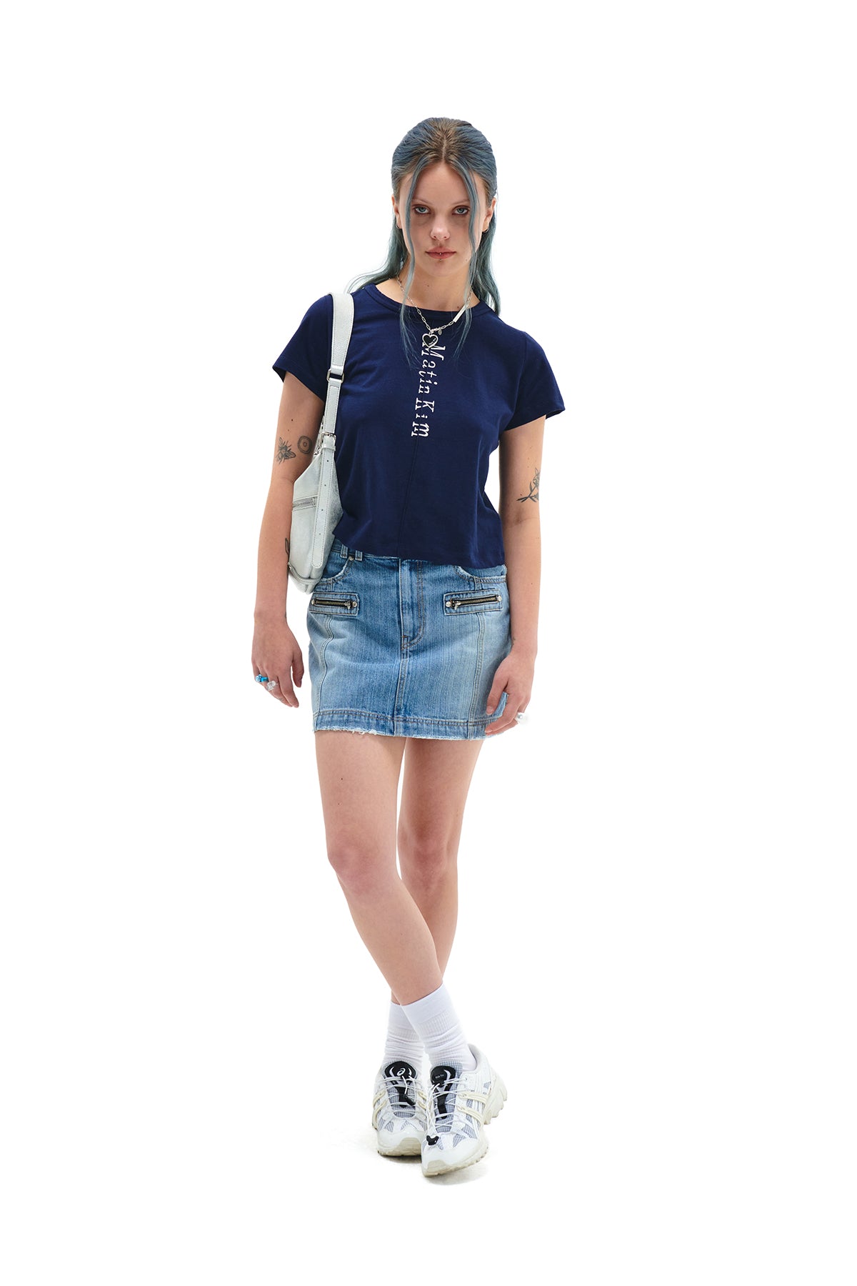 MATIN PINTUCK CROP TOP IN NAVY