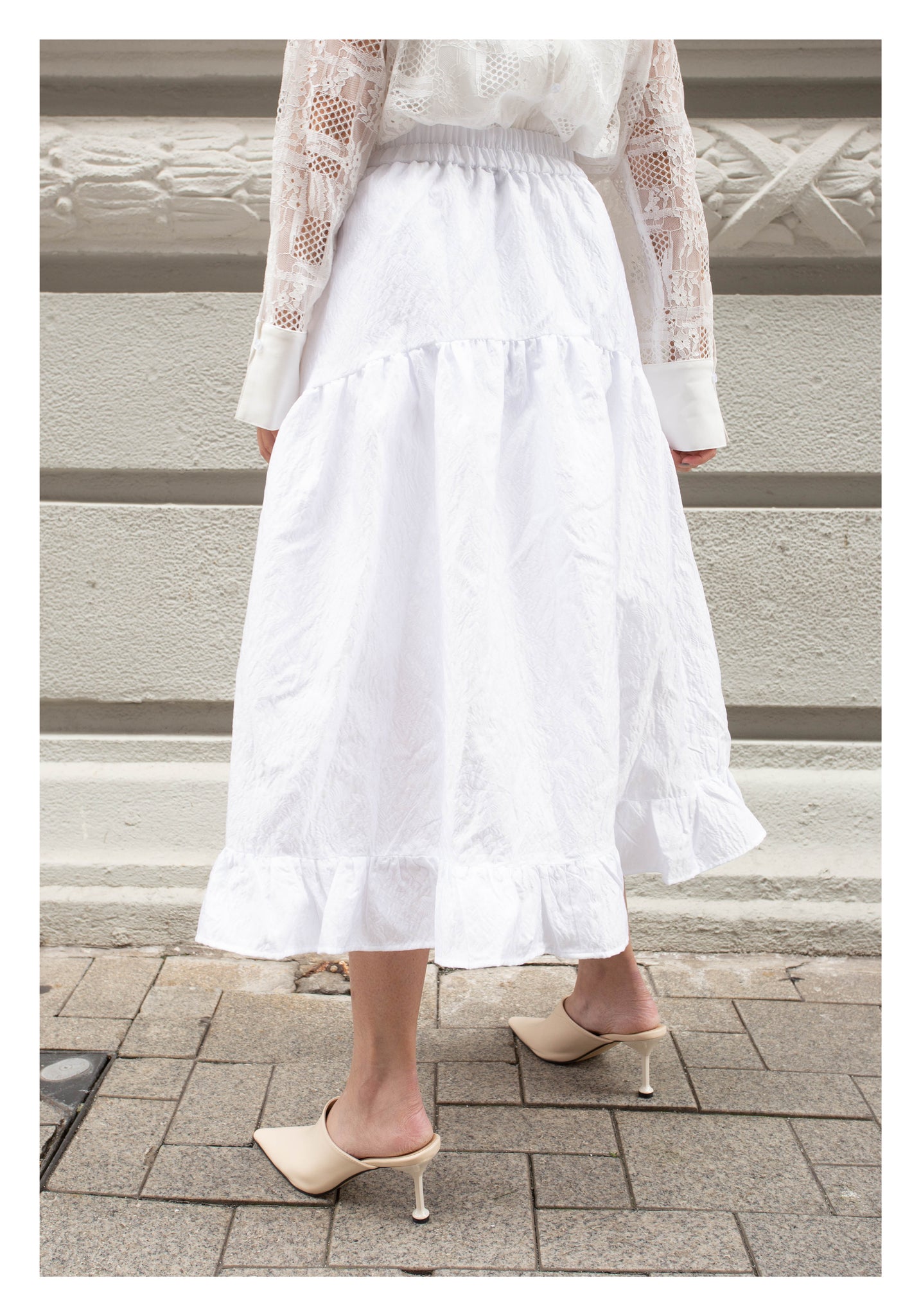 Floral Jacquard Skirt White - whoami