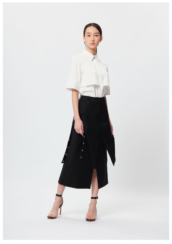 Layer Eyelet Skirt Black
