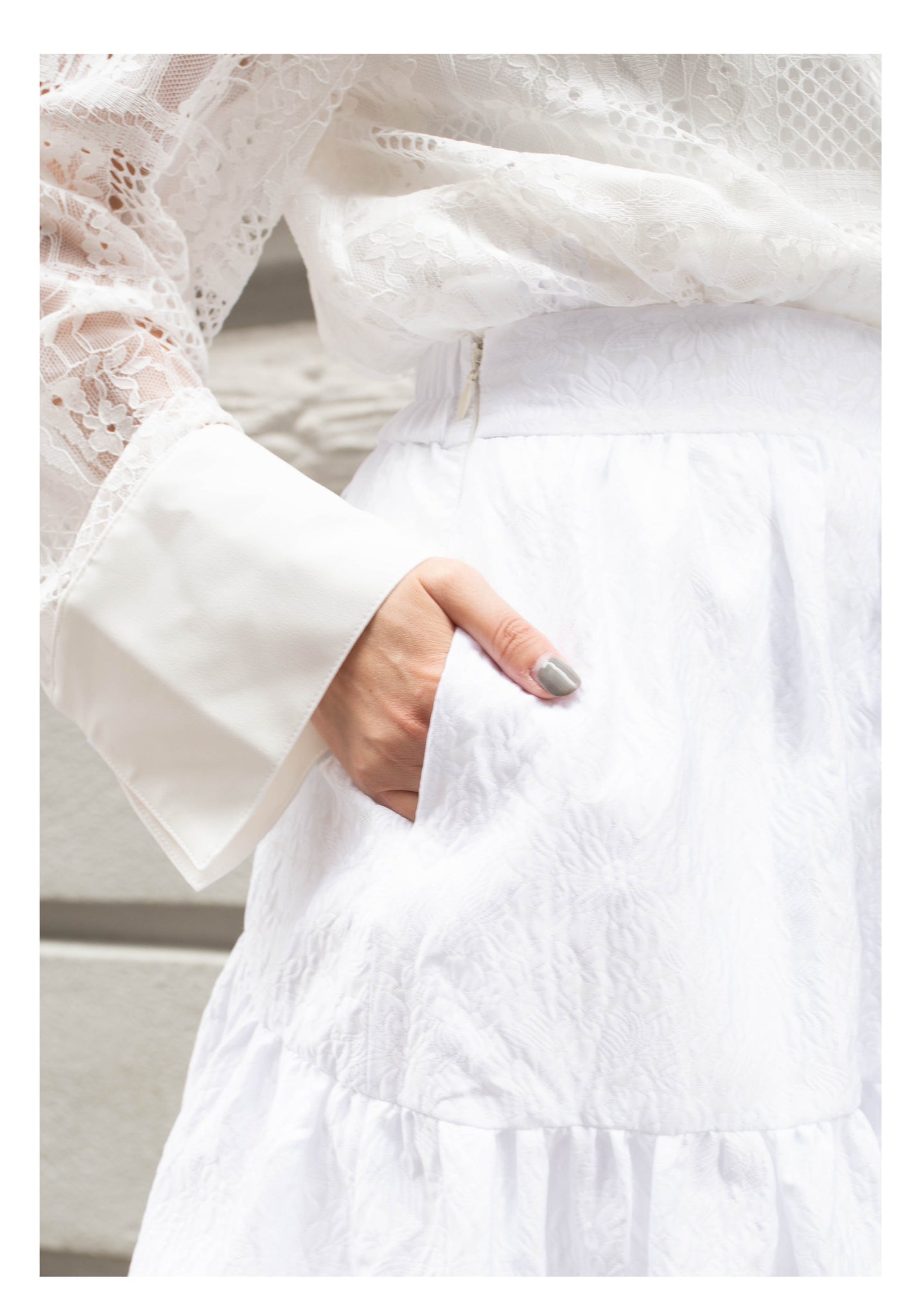 Floral Jacquard Skirt White - whoami