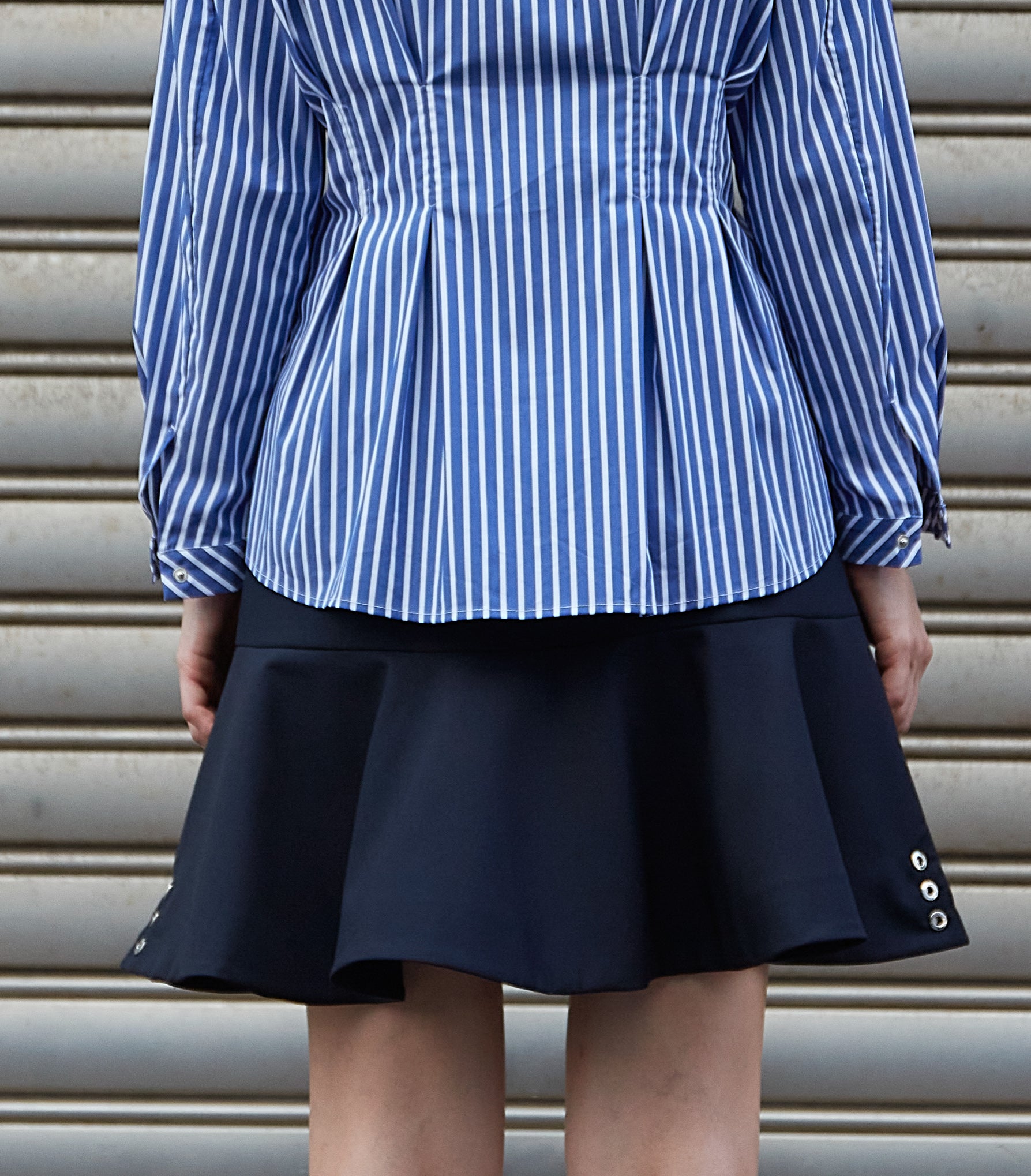 Flared Wool Skirt Navy