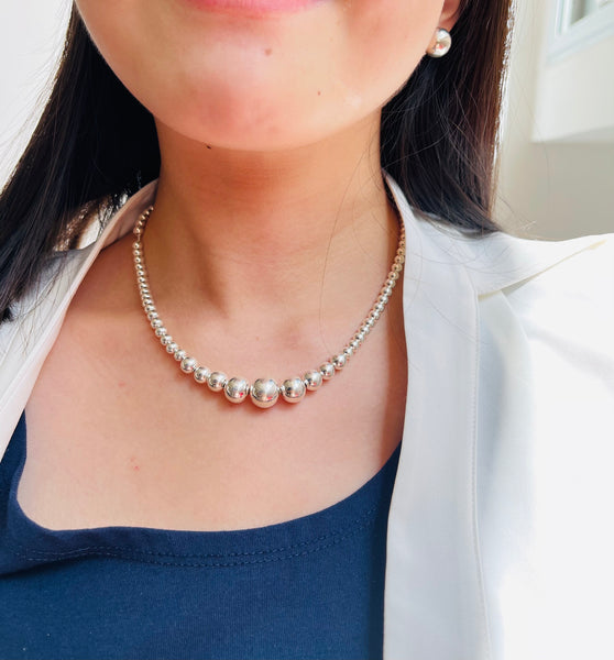 925 Silver Gradient Beads Necklace