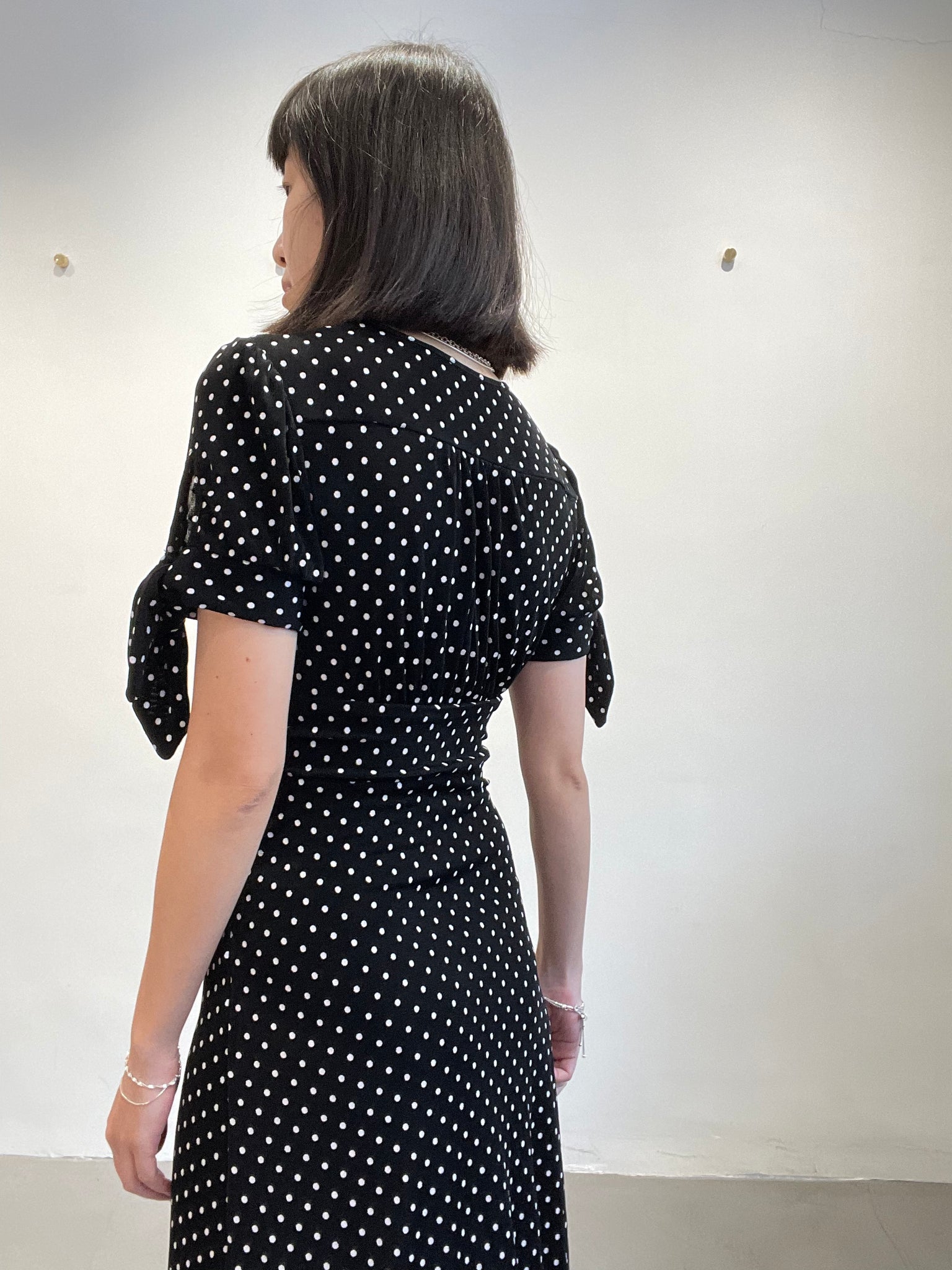 Delicate Ribbed Slim French Dot Dress