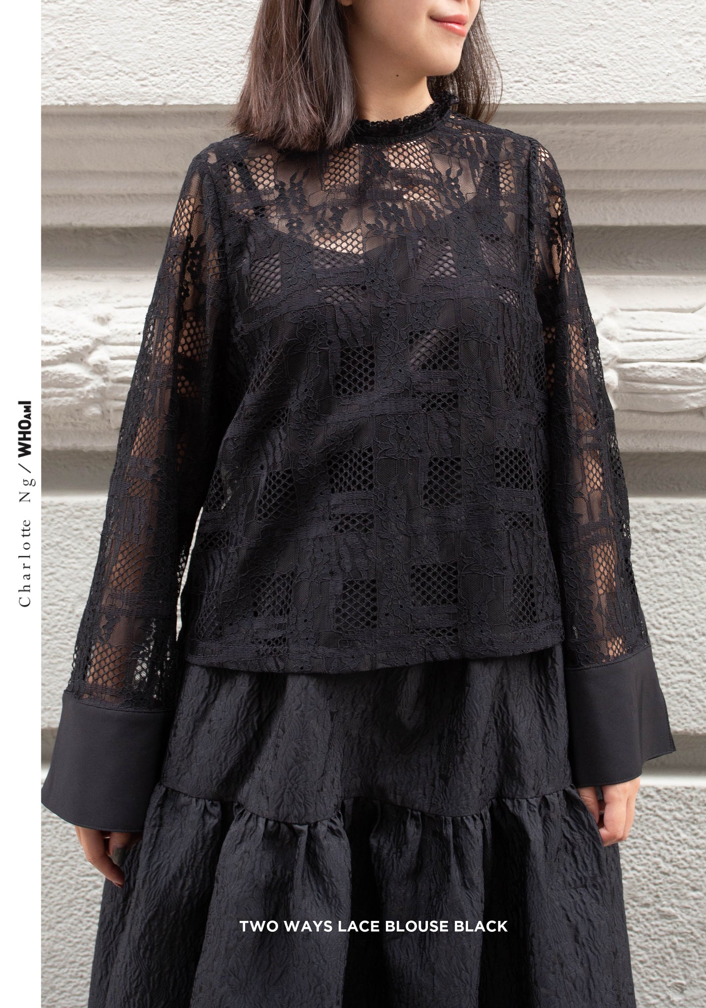 Two Ways Lace Blouse Black - whoami