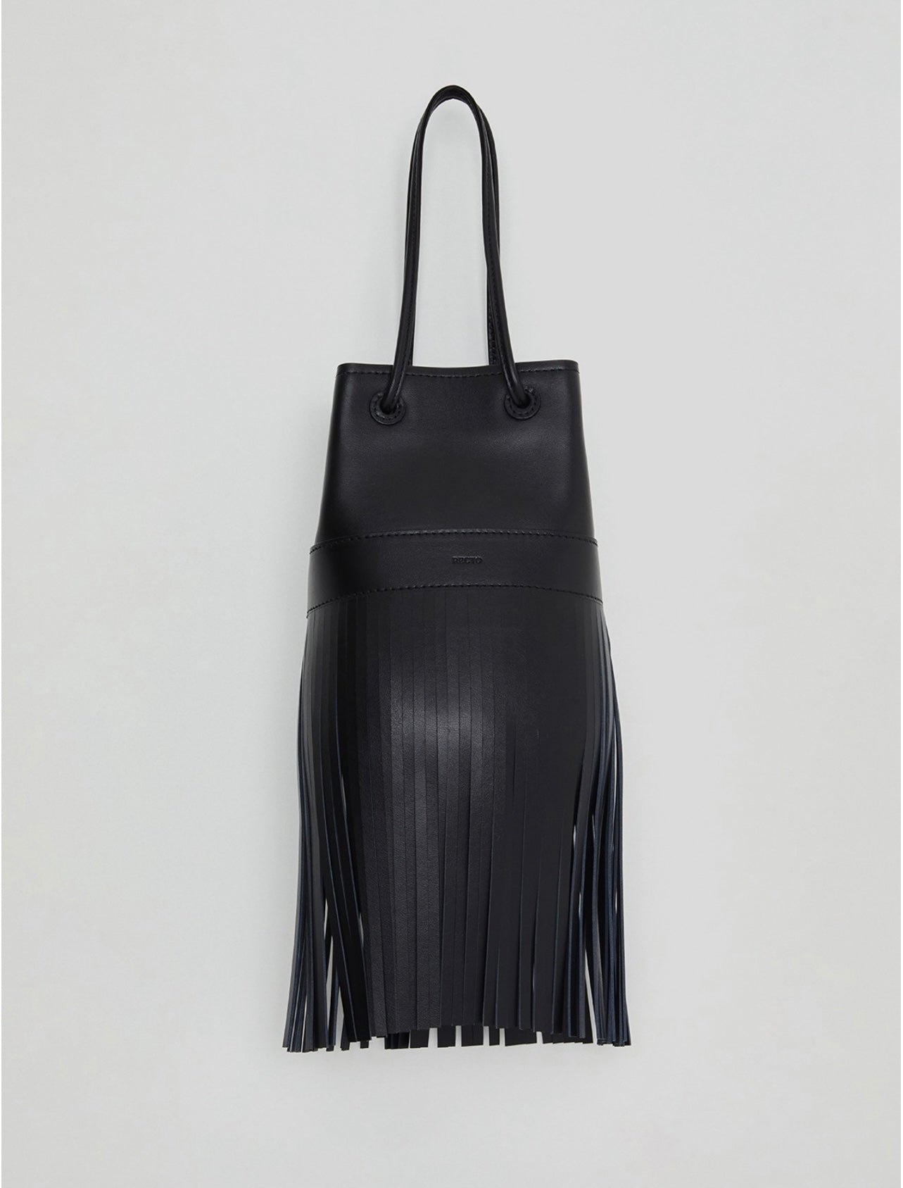 BOHEMIAN FRINGED MINI BUCKET BAG (BLACK)