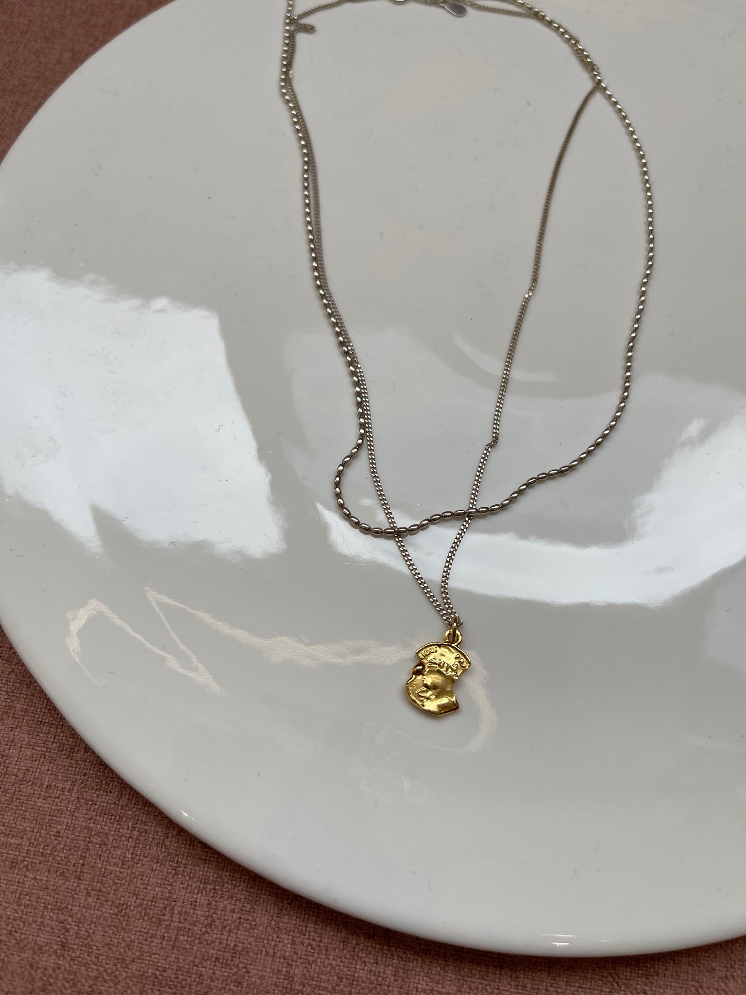 925 Silver Irregular Coin Pendant Gold (Pendant Only)