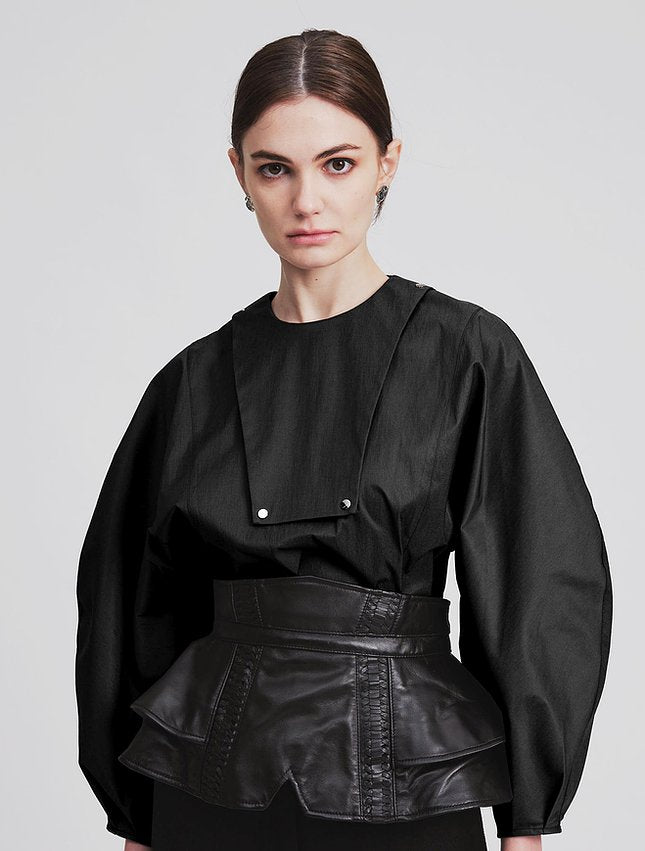 Puff Sleeves Structural Top Black - whoami