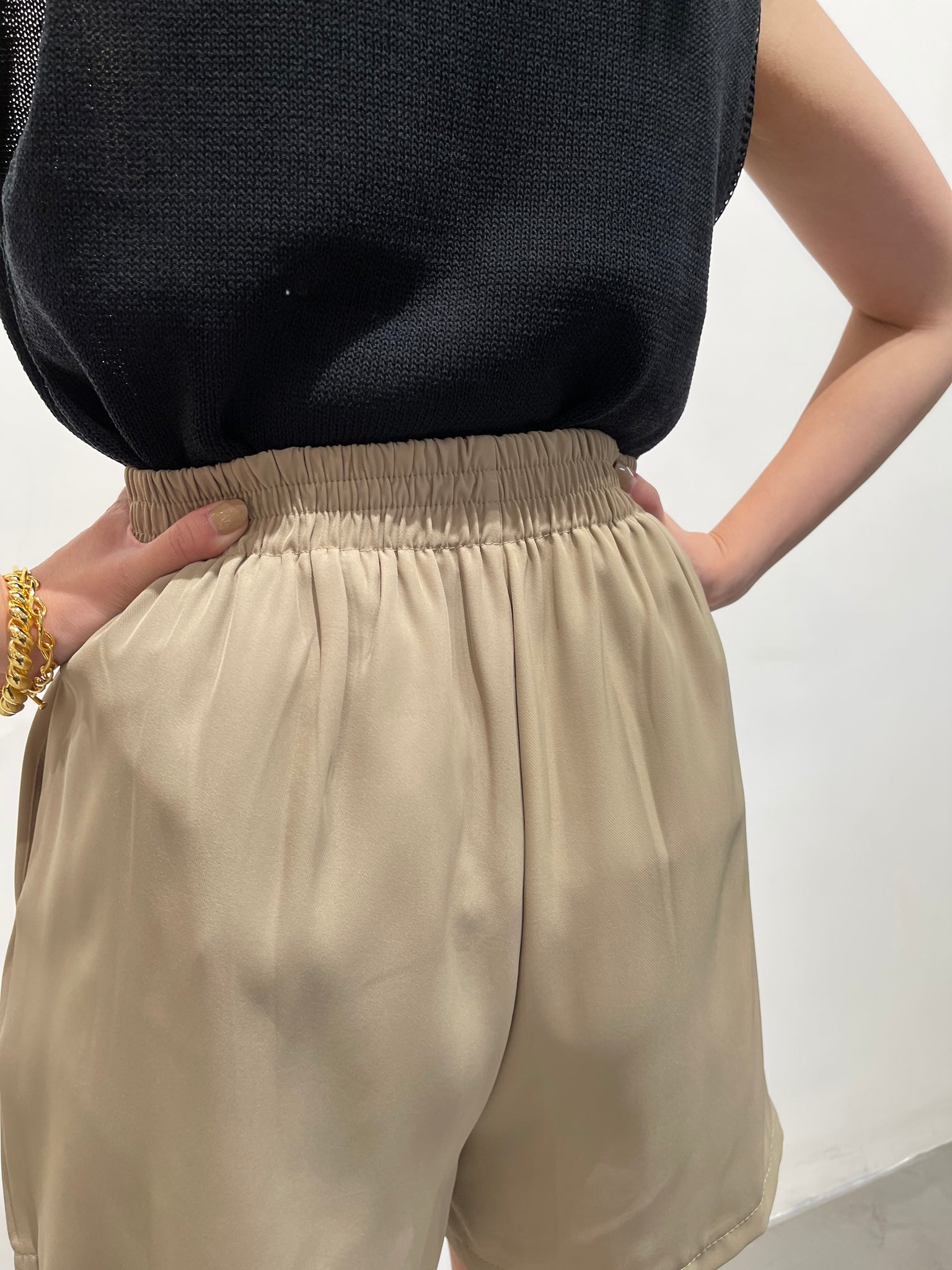 Daily Single Button Shorts Beige