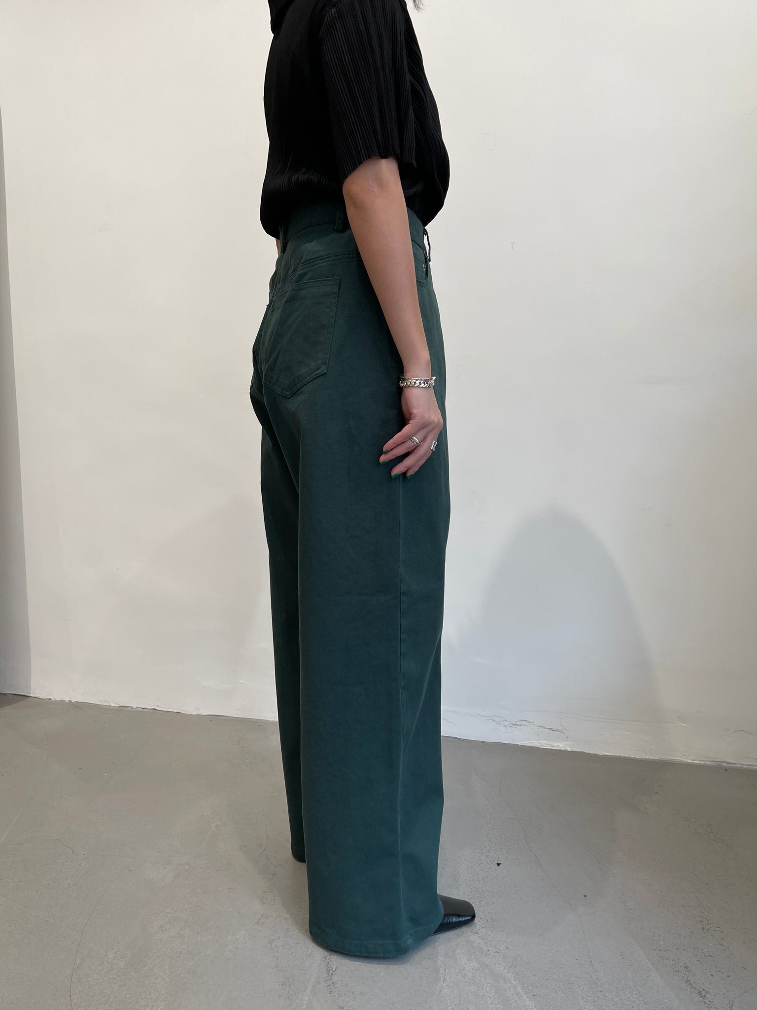 Wide Leg Colour Denim Dark Green