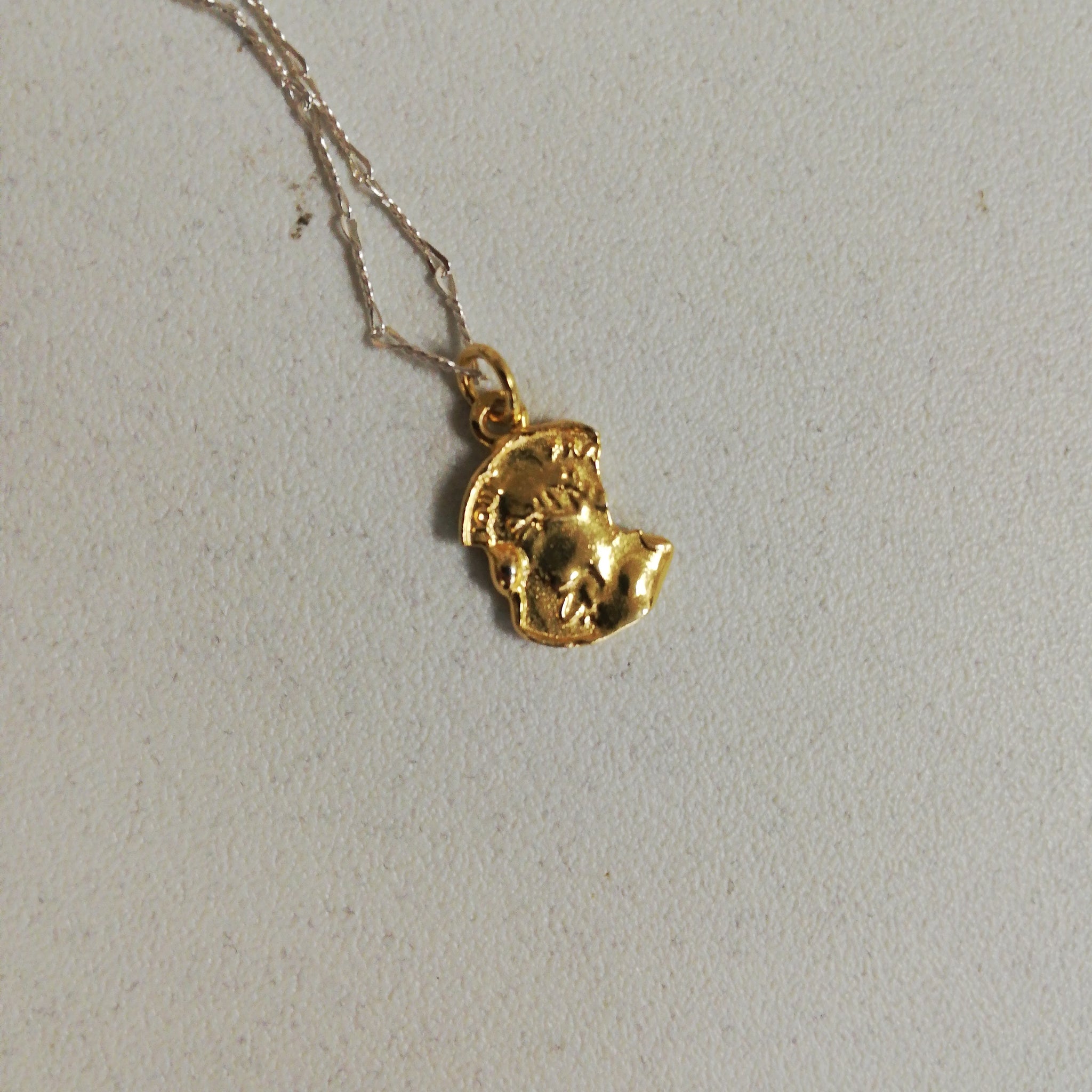 925 Silver Irregular Coin Pendant Gold (Pendant Only)