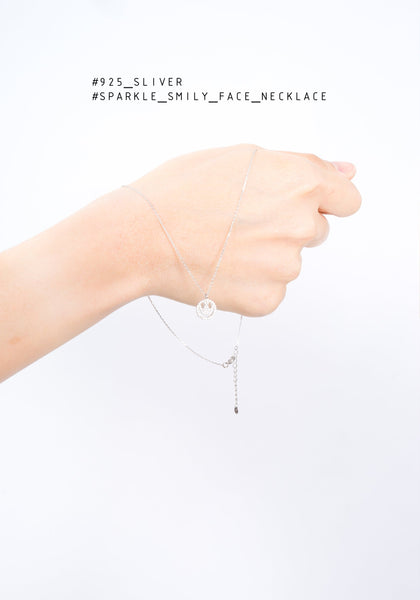 925 Silver Sparkle Smiley Face Necklace - whoami