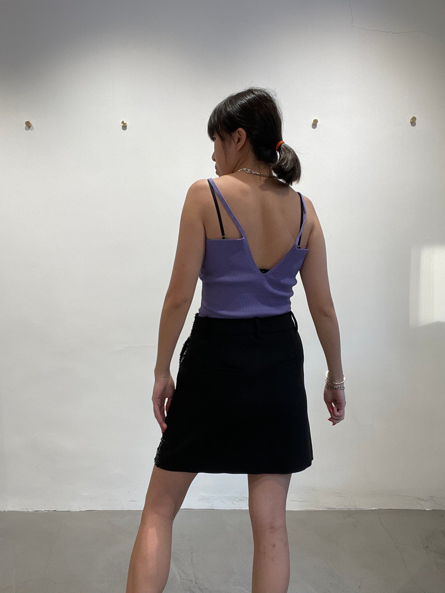 Deep Triangle Double Side Knit Camisole Purple
