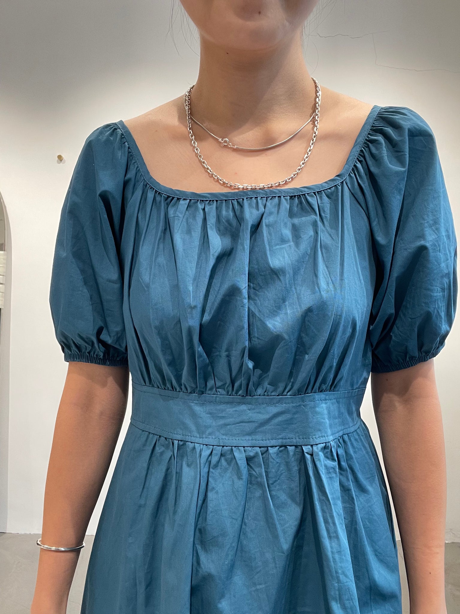 Back Cut Tie Dress Peacock Blue