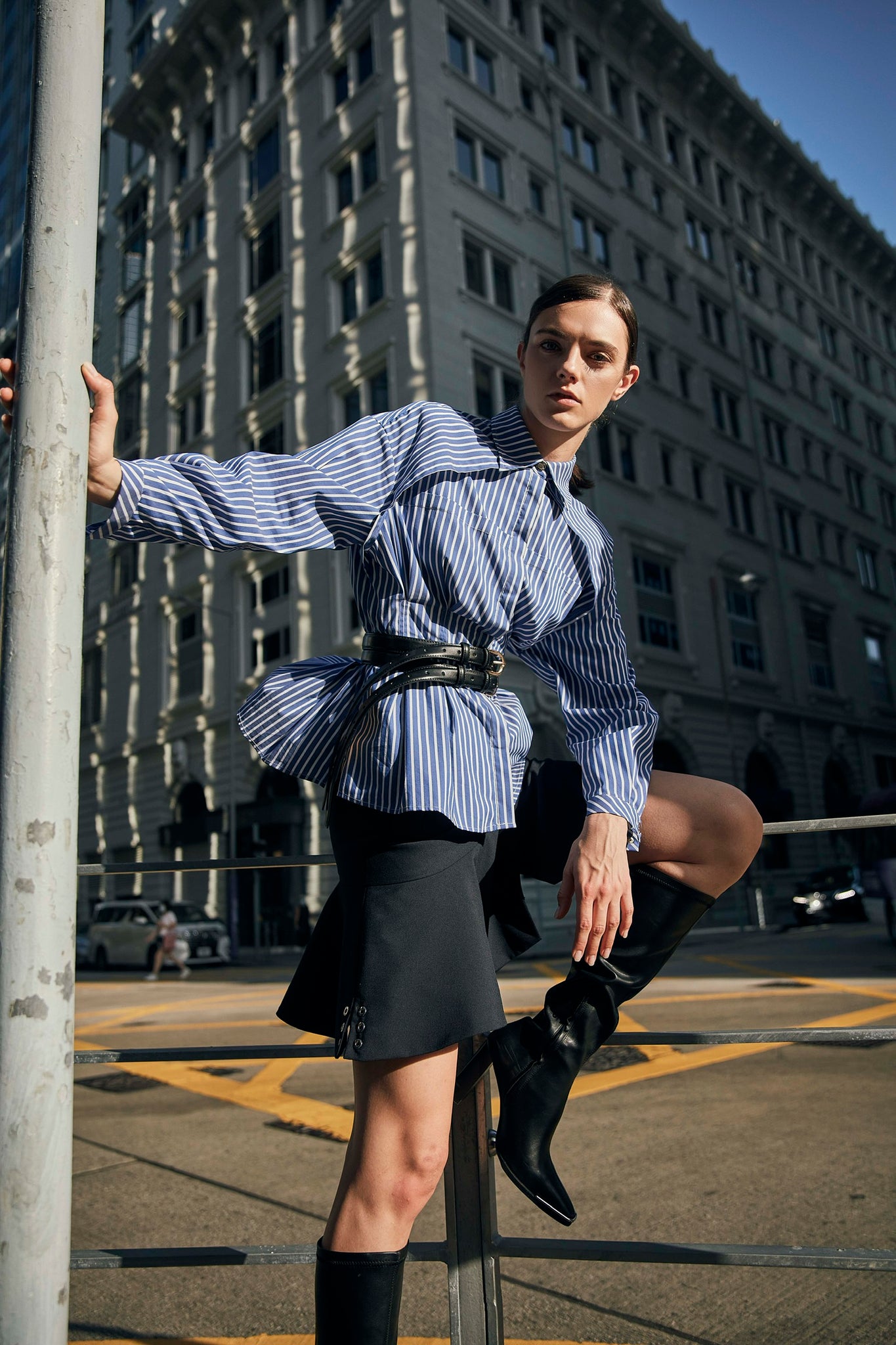 Stripe Peplum Shirt Blue Stripe