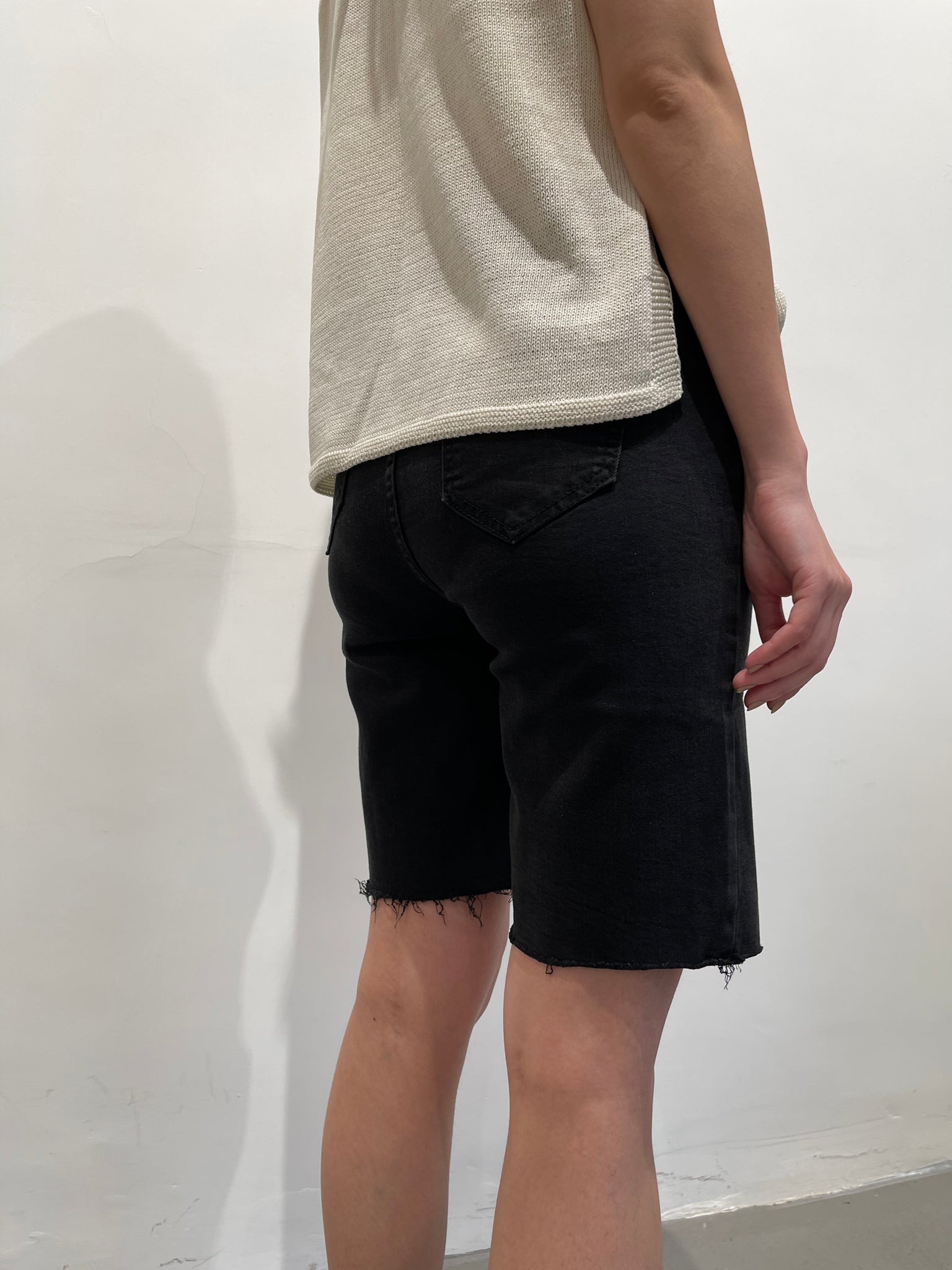 Washed Tight Denim Shorts Black