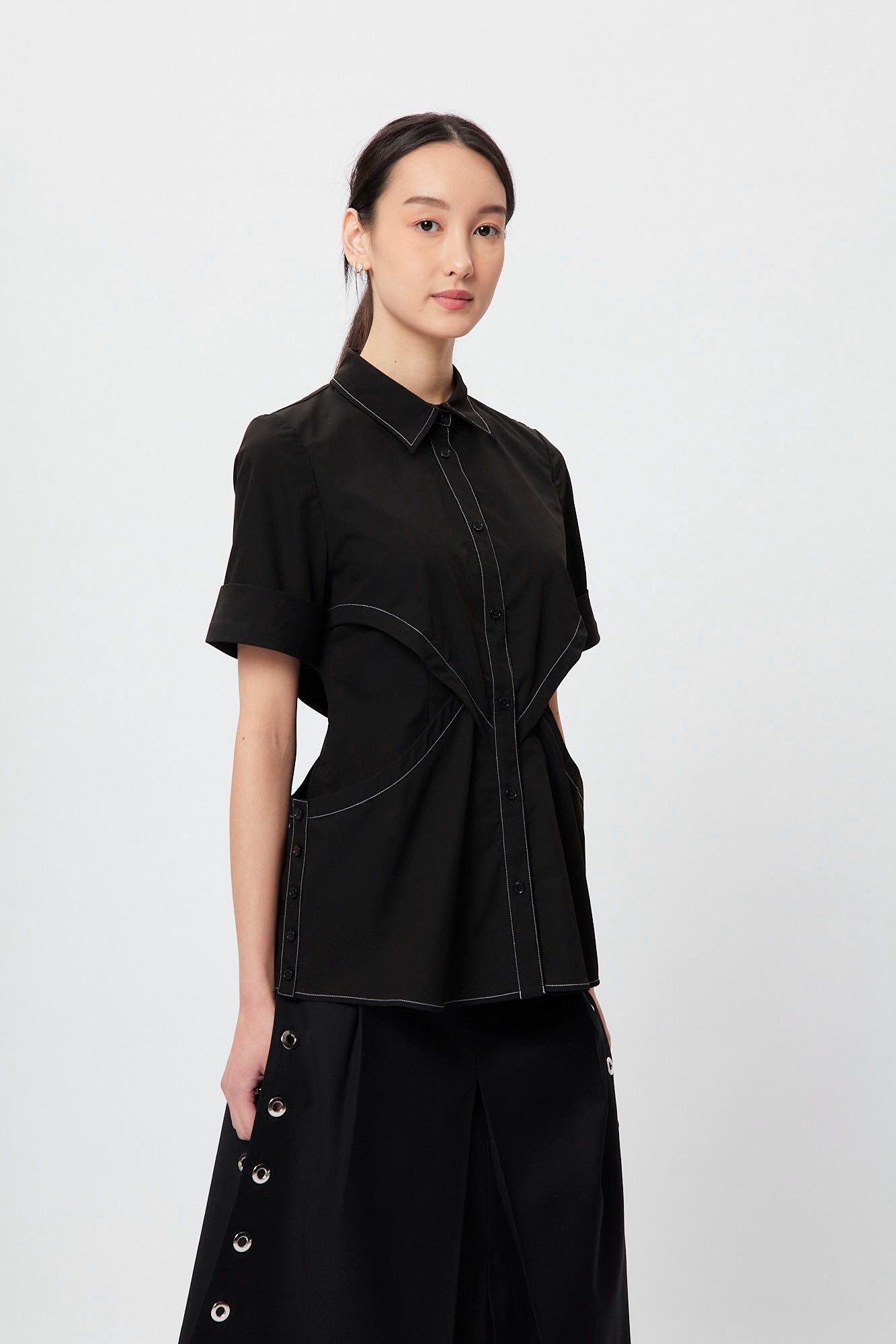 Structural Waistline Shirt Black