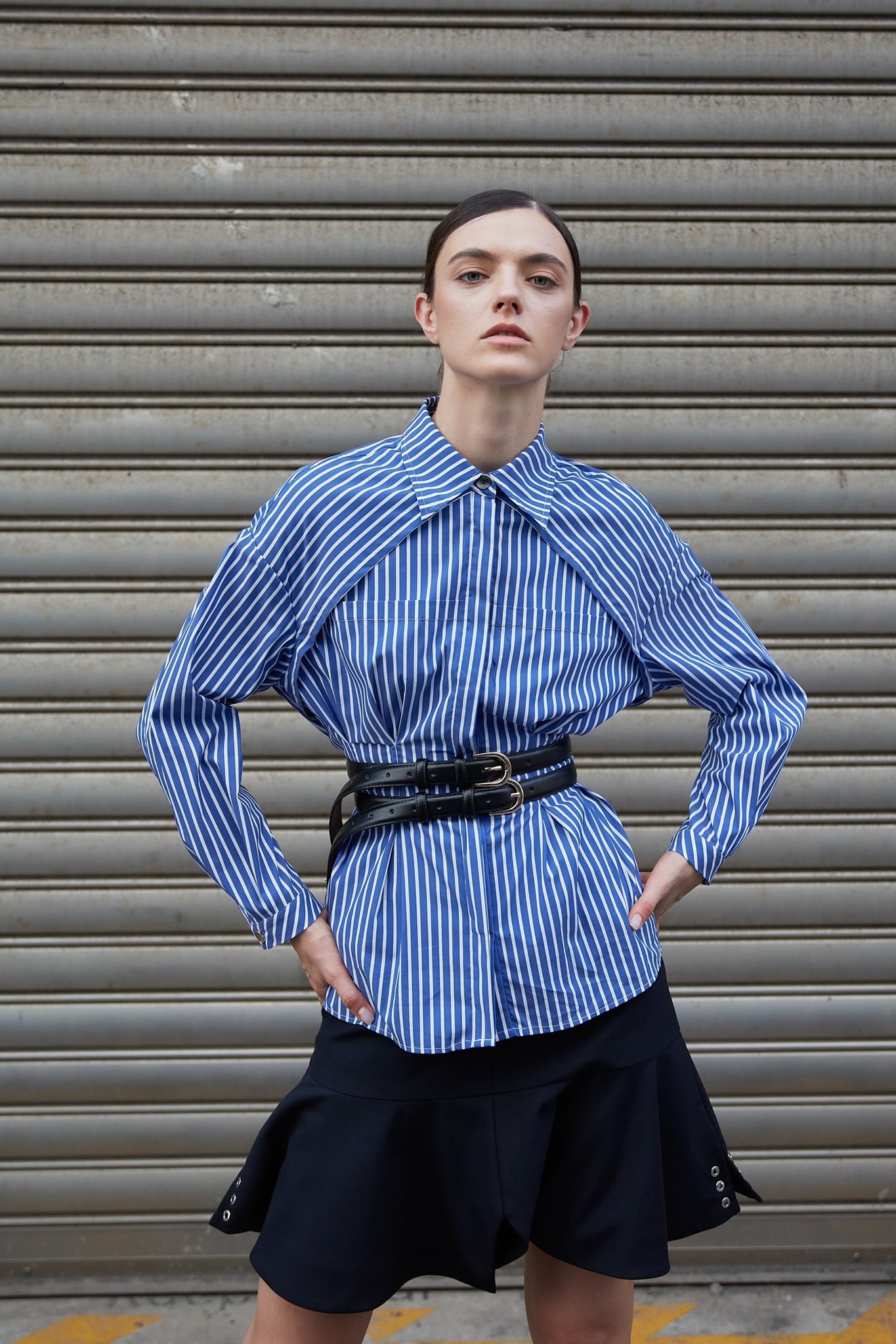 Stripe Peplum Shirt Blue Stripe