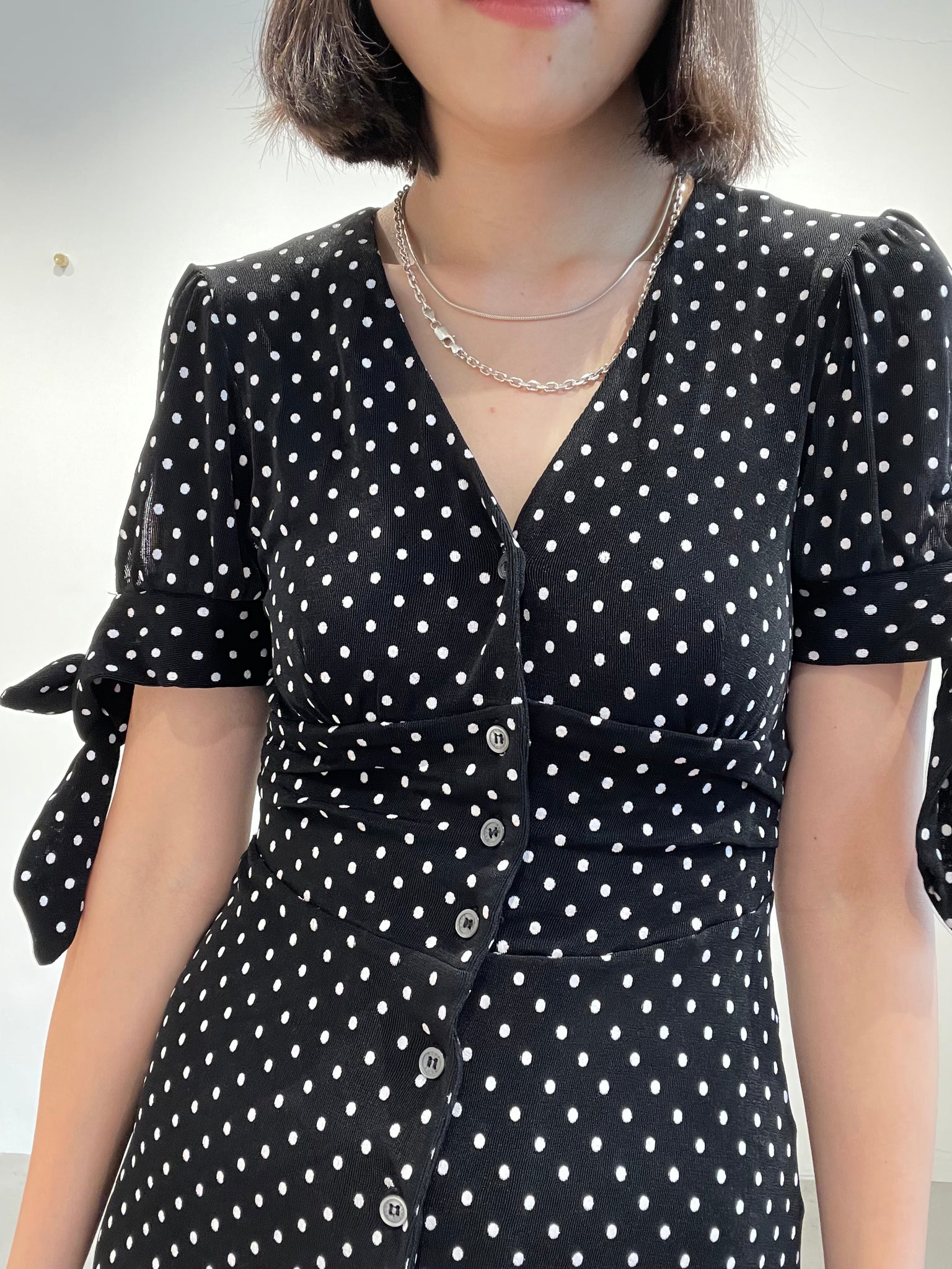 Delicate Ribbed Slim French Dot Dress