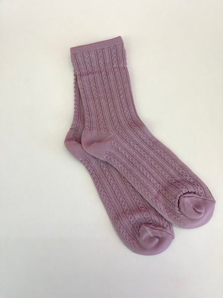 Quality Knitted Chain Pattern Soft Socks Lavender