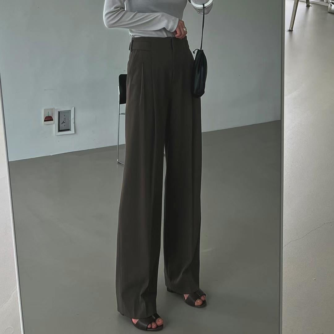 Quality Side Buckle Nice Draping Pants Mocha