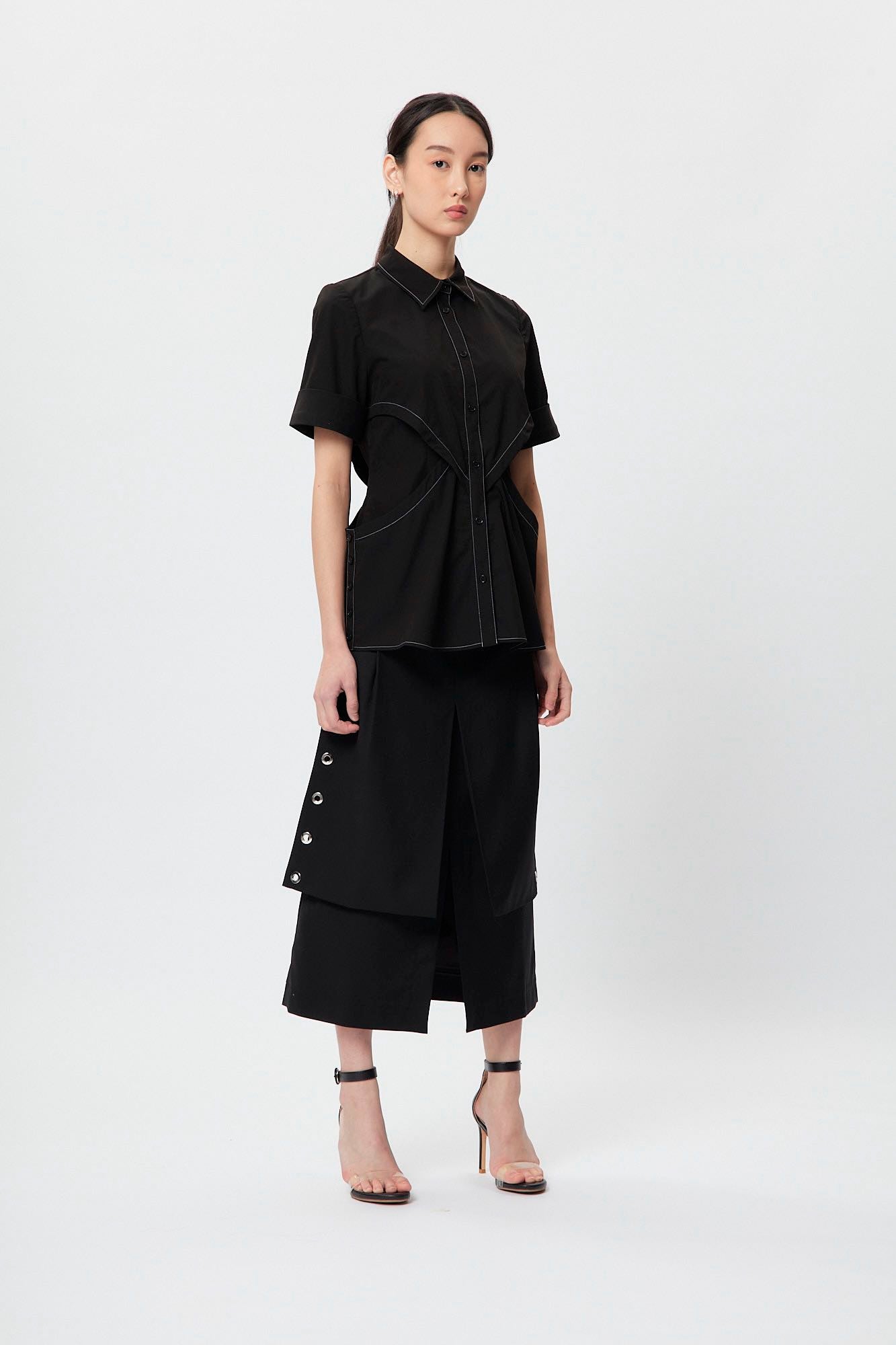 Structural Waistline Shirt Black