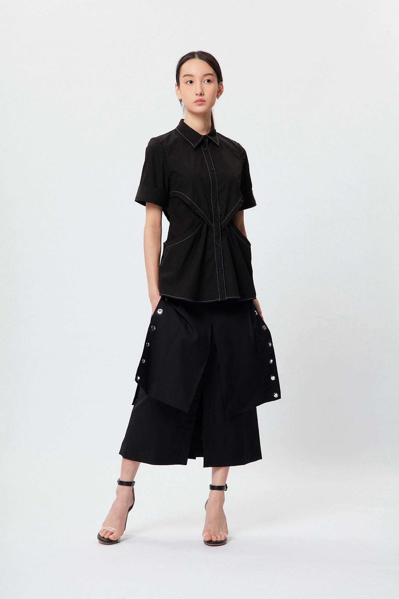 Structural Waistline Shirt Black
