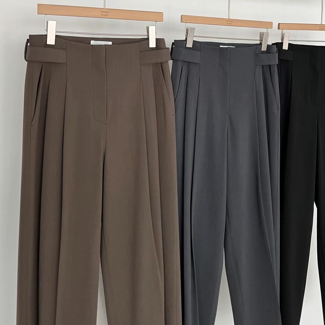 Quality Side Buckle Nice Draping Pants Mocha