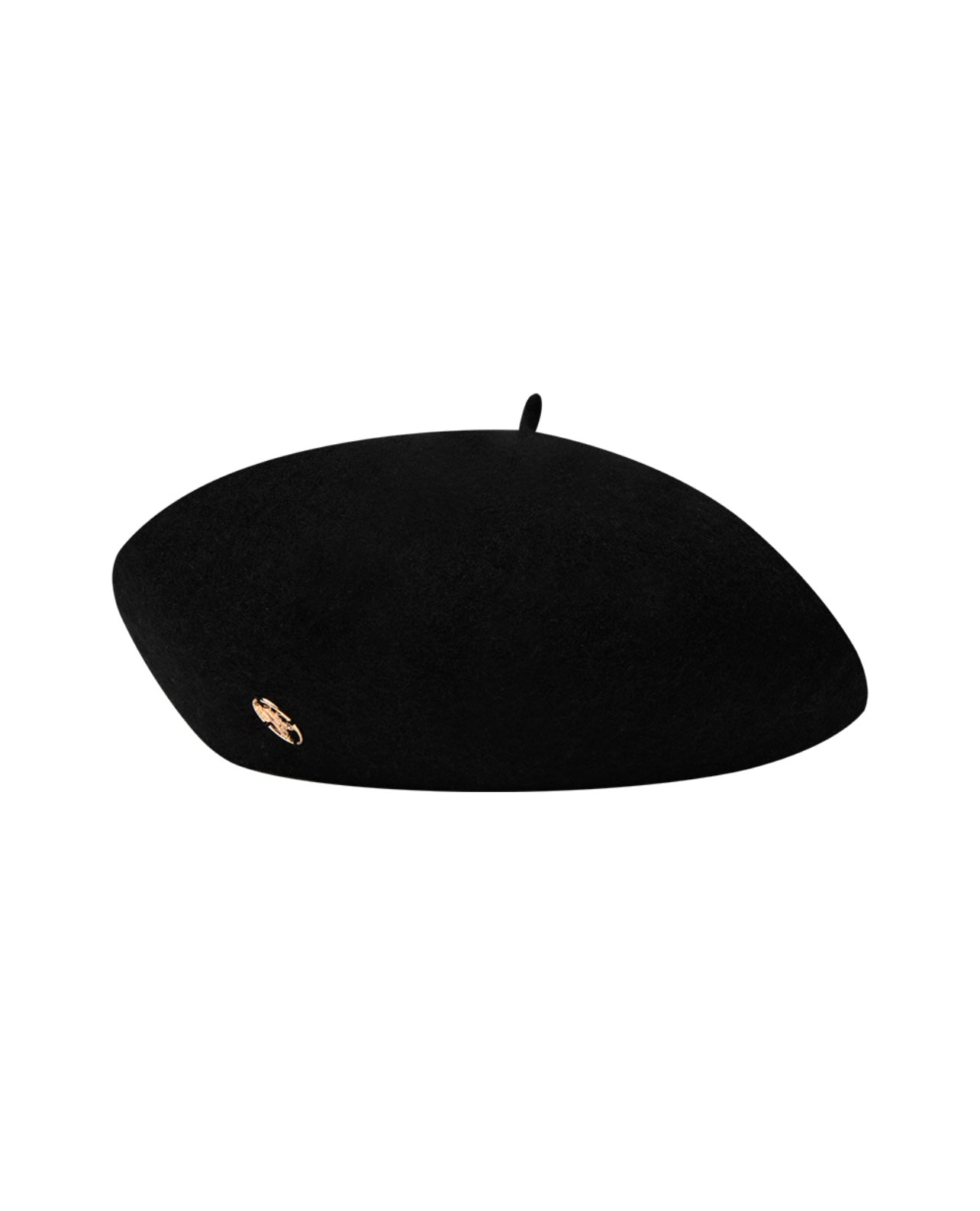 MARITHE METAL CIRCLE LOGO WOOL BERET BLACK
