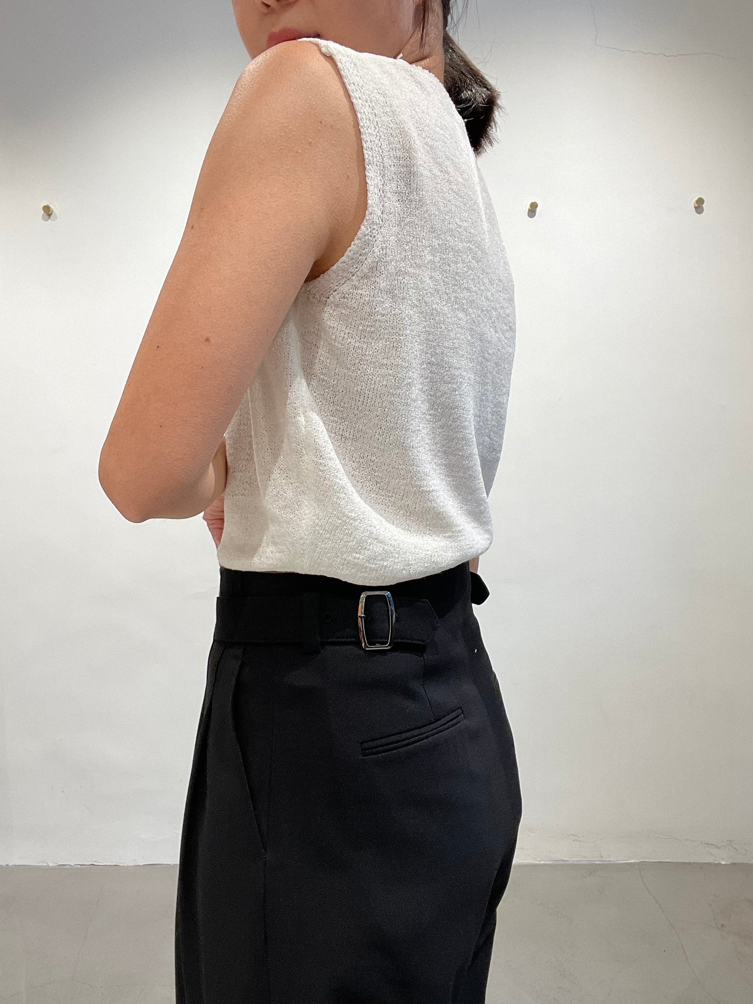 Quality Side Buckle Nice Draping Pants Black