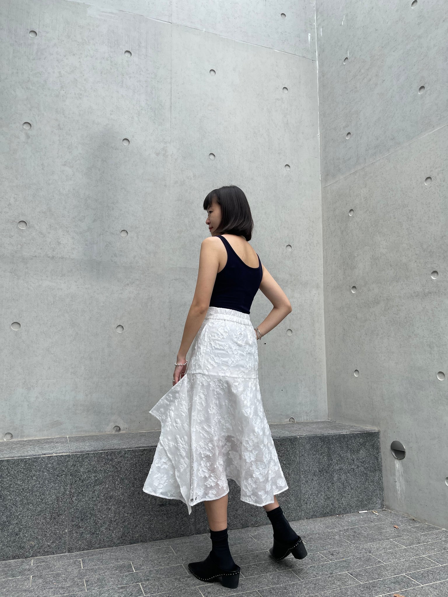 Stephy Asymmetric Skirt White